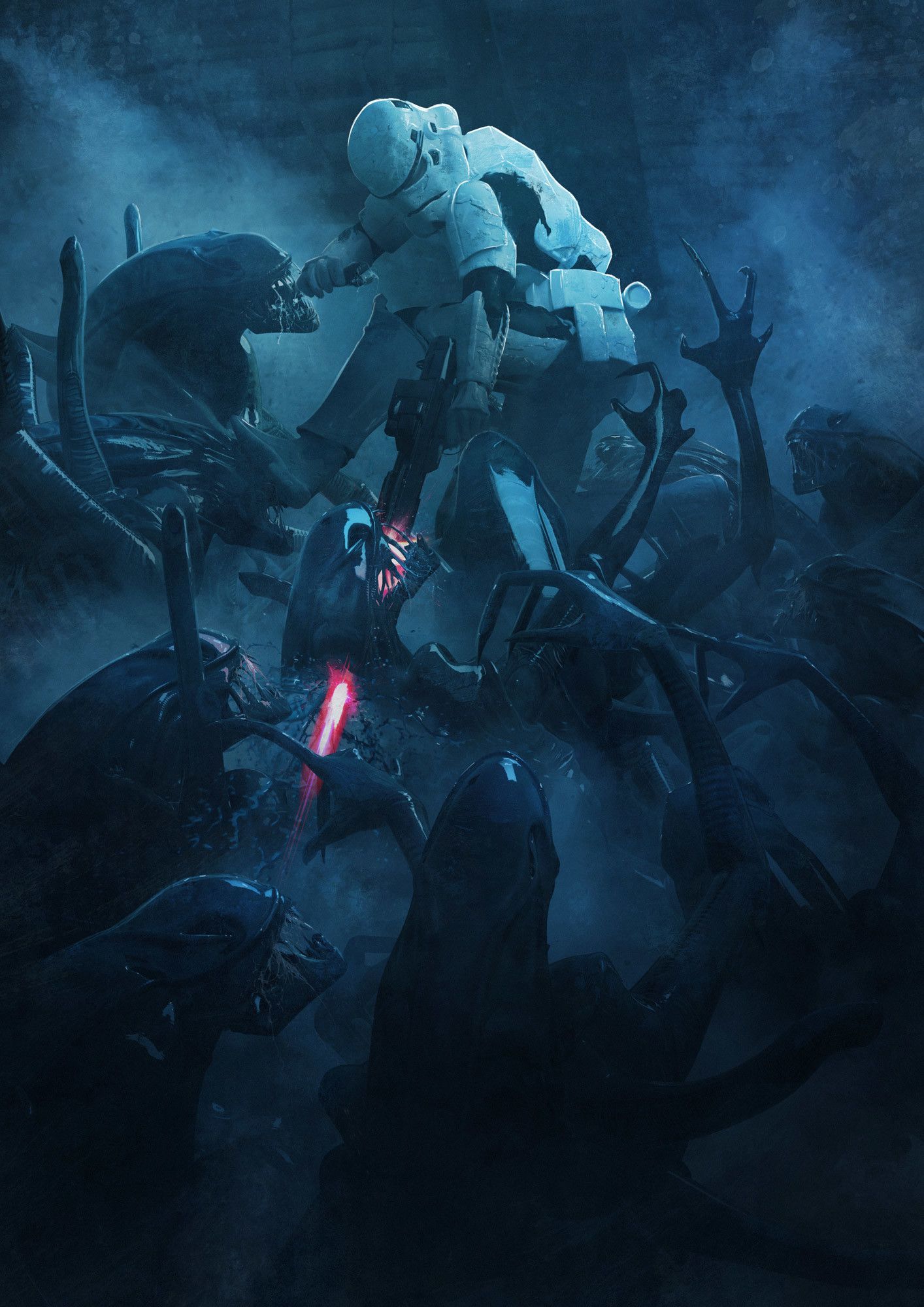 Stormtroopers vs Aliens by Guillem H. Pongiluppi. Star wars image, Star wars art, Star wars trooper