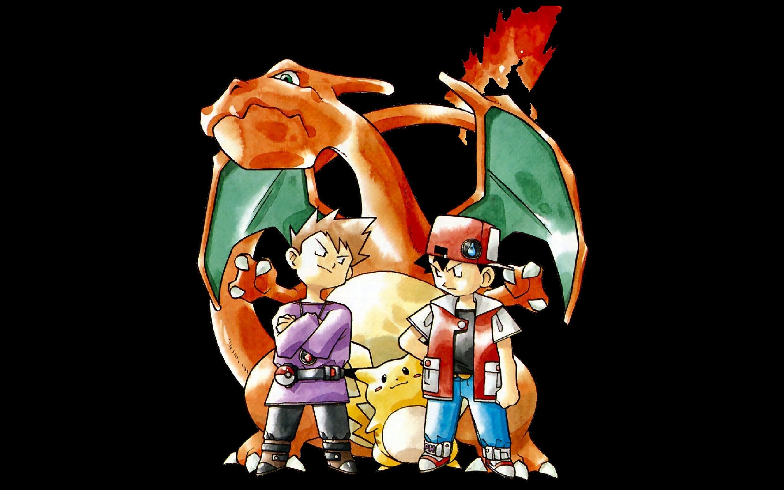 My retro Pokemon Red & Blue wallpaper. Super high resolution. (Also make note of how different Pikachu and Charizard look)