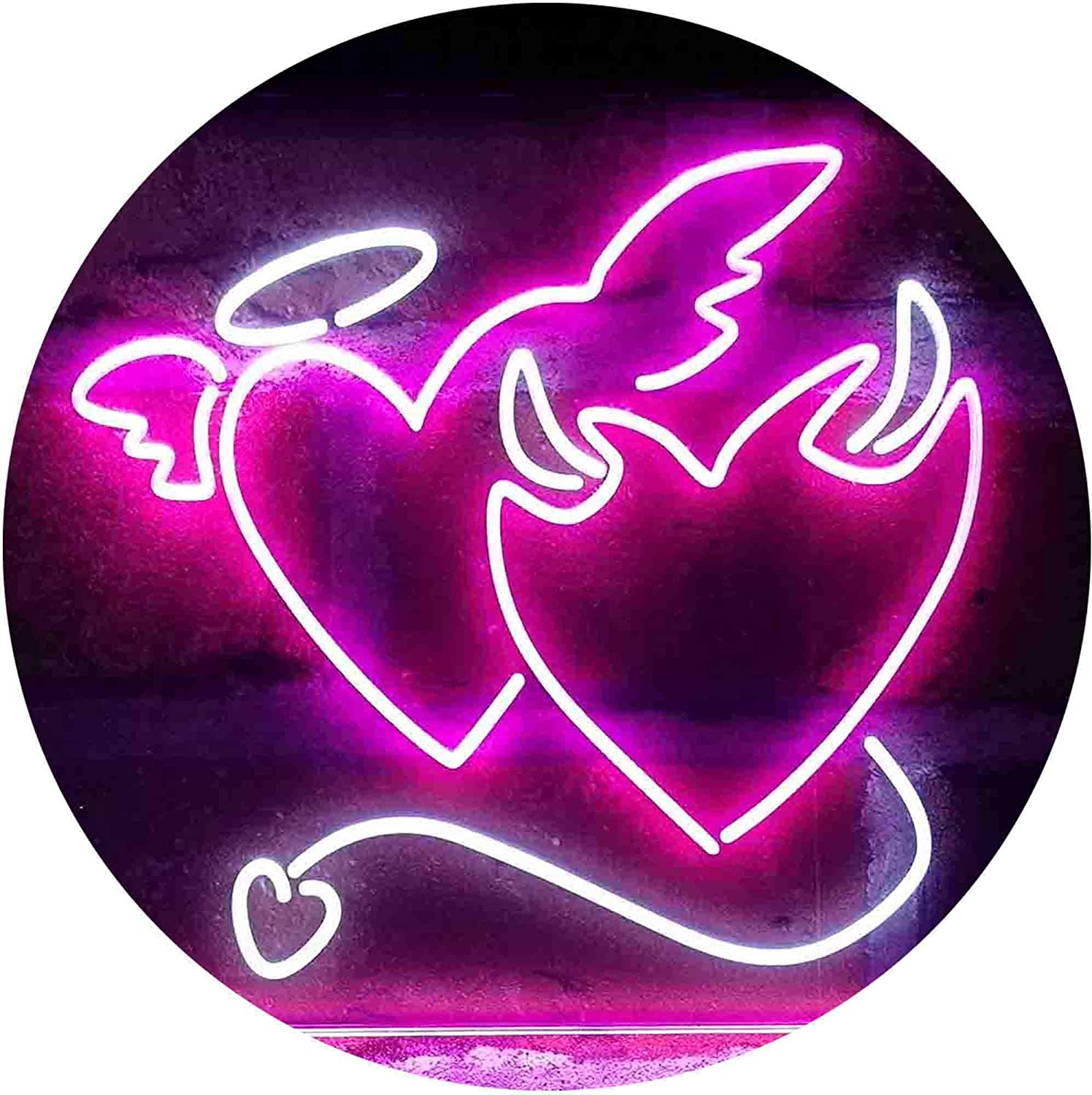 ADVPRO Angel And Devil Heart Love Dual Color LED Neon Sign White & Purple 24 X 16 Inches St6s64 I4056 Wp, Tools & Home Improvement