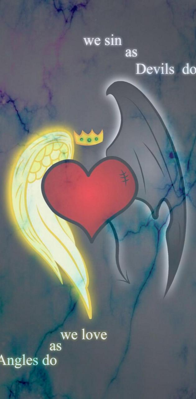 Angel devil heart wallpaper