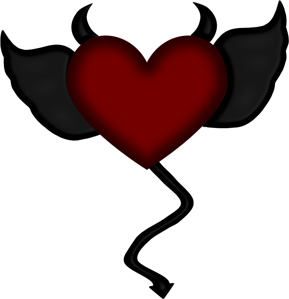 Angel And Devil, Heart With Wings, Heart Wallpaper, And Devils Hearts Together Clipart Size Png Image