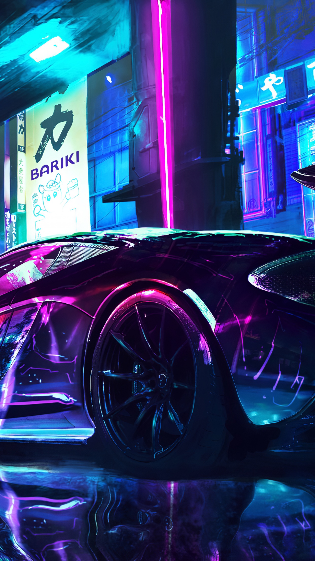 Cyberpunk Wallpaper 4K, McLaren, Supercars, Neon art, Cars