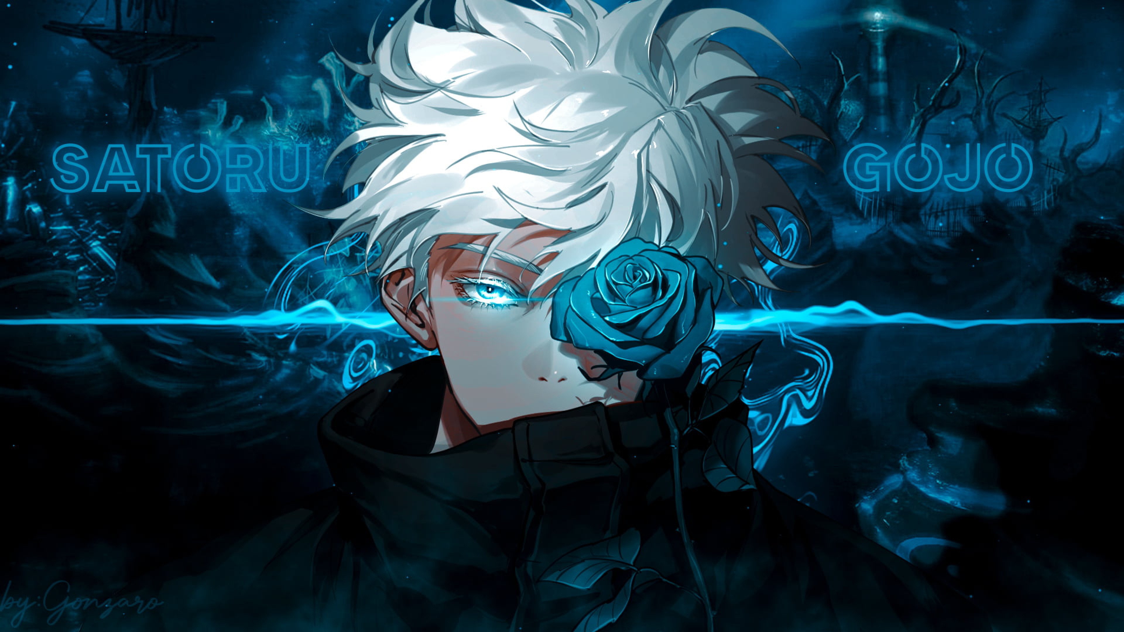 Download 3840x2160 Jujutsu Kaisen, Satoru Gojo, White Hair, Blue Eyes Wallpaper for UHD TV