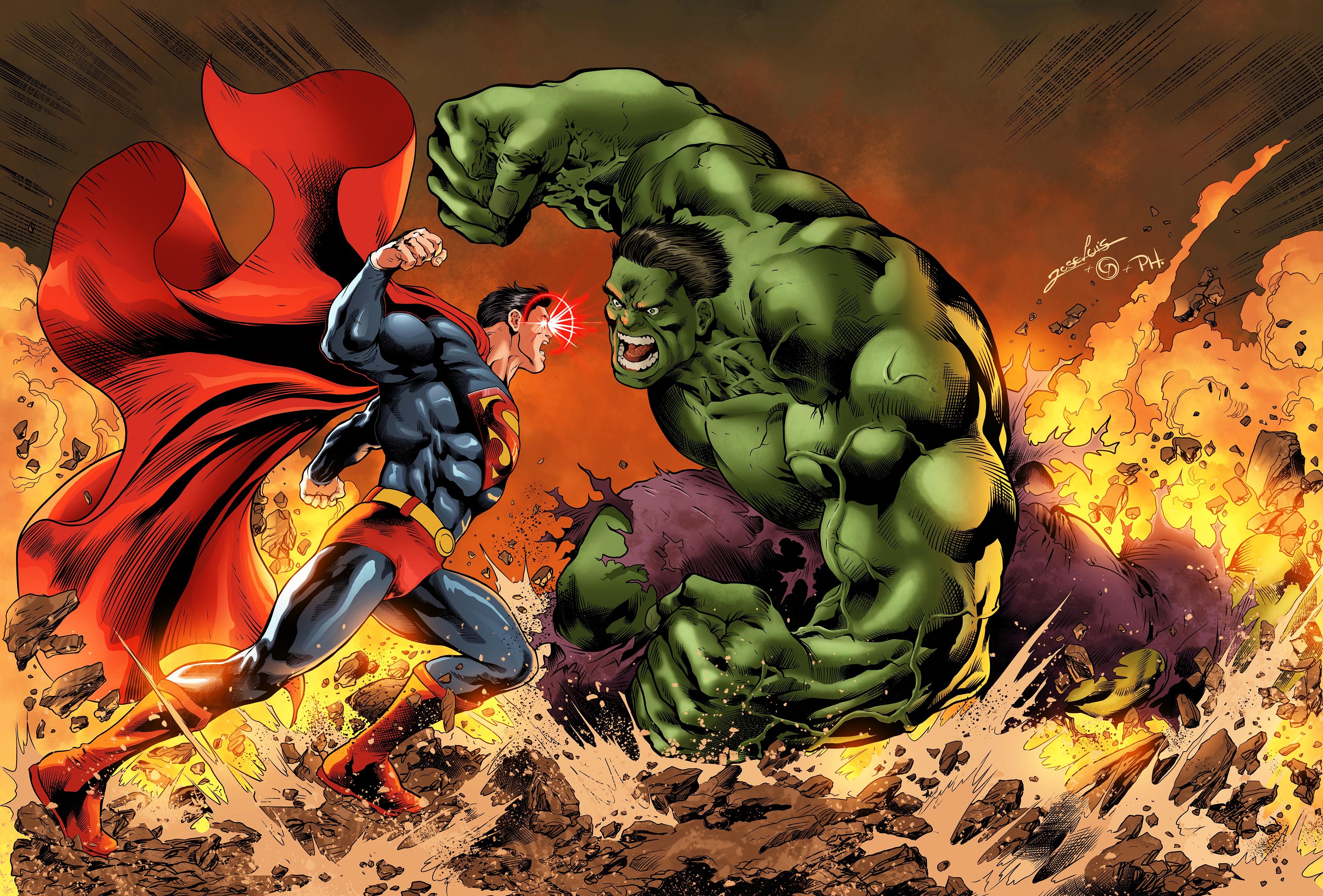 Comics & Cartoons. Hulk vs superman, Hulk comic, Dc comics vs marvel