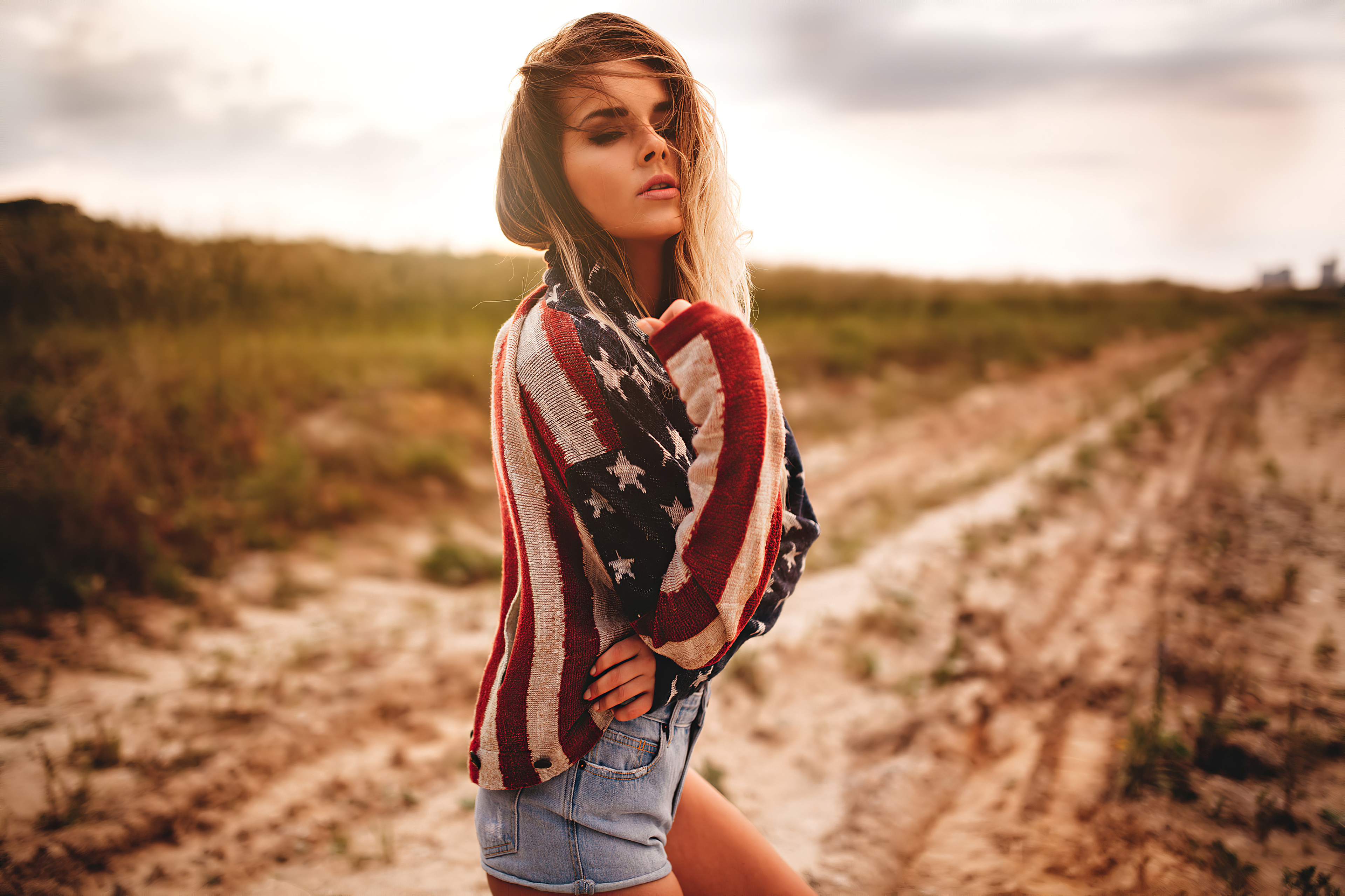 Girl Usa Flag Sweater 4k, HD Girls, 4k Wallpaper, Image, Background, Photo and Picture