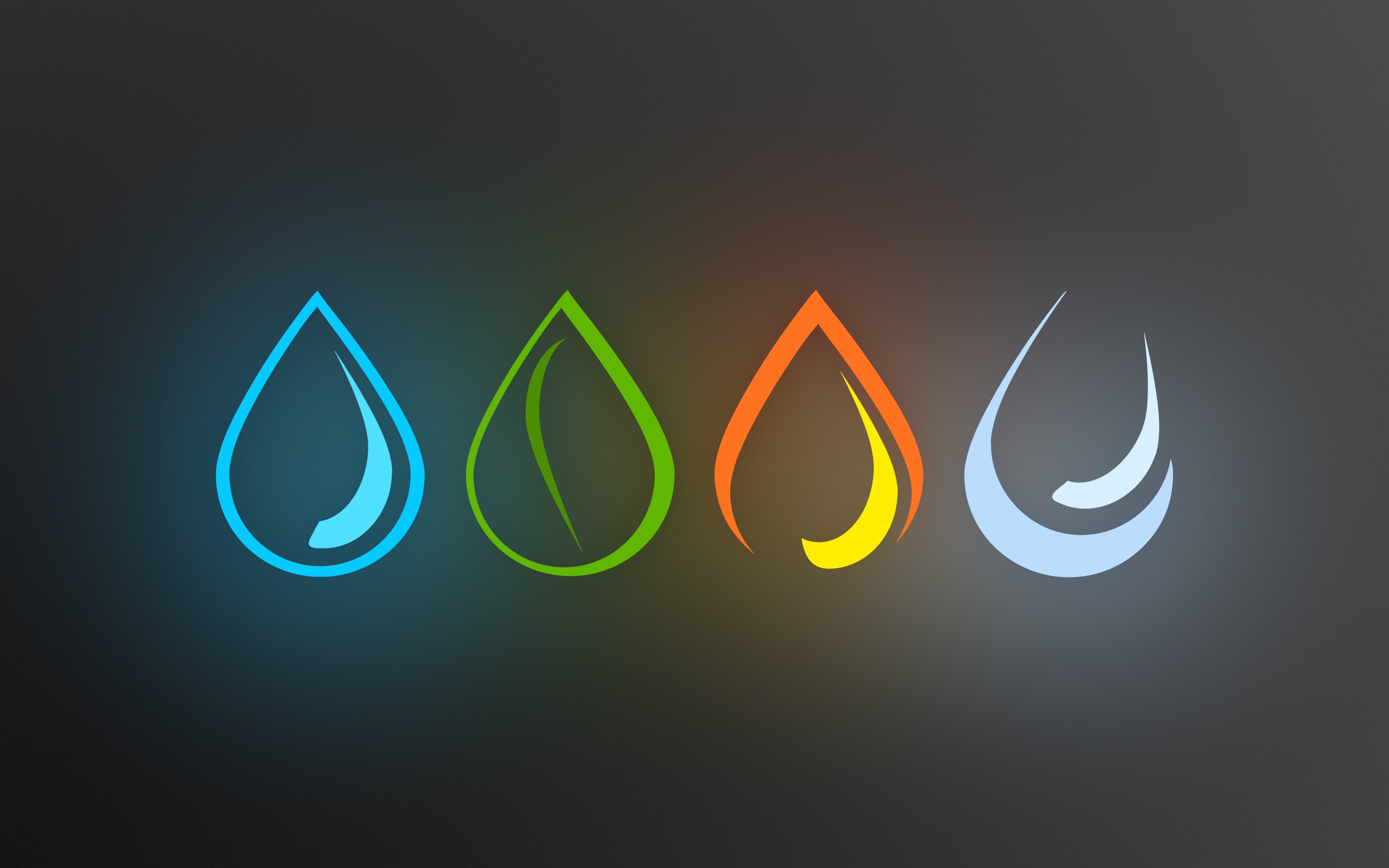 Orange Four Elements Abstract Simple Background Blue Elements Digital Art Avatar: The Last Airbender Green Simple Colorful