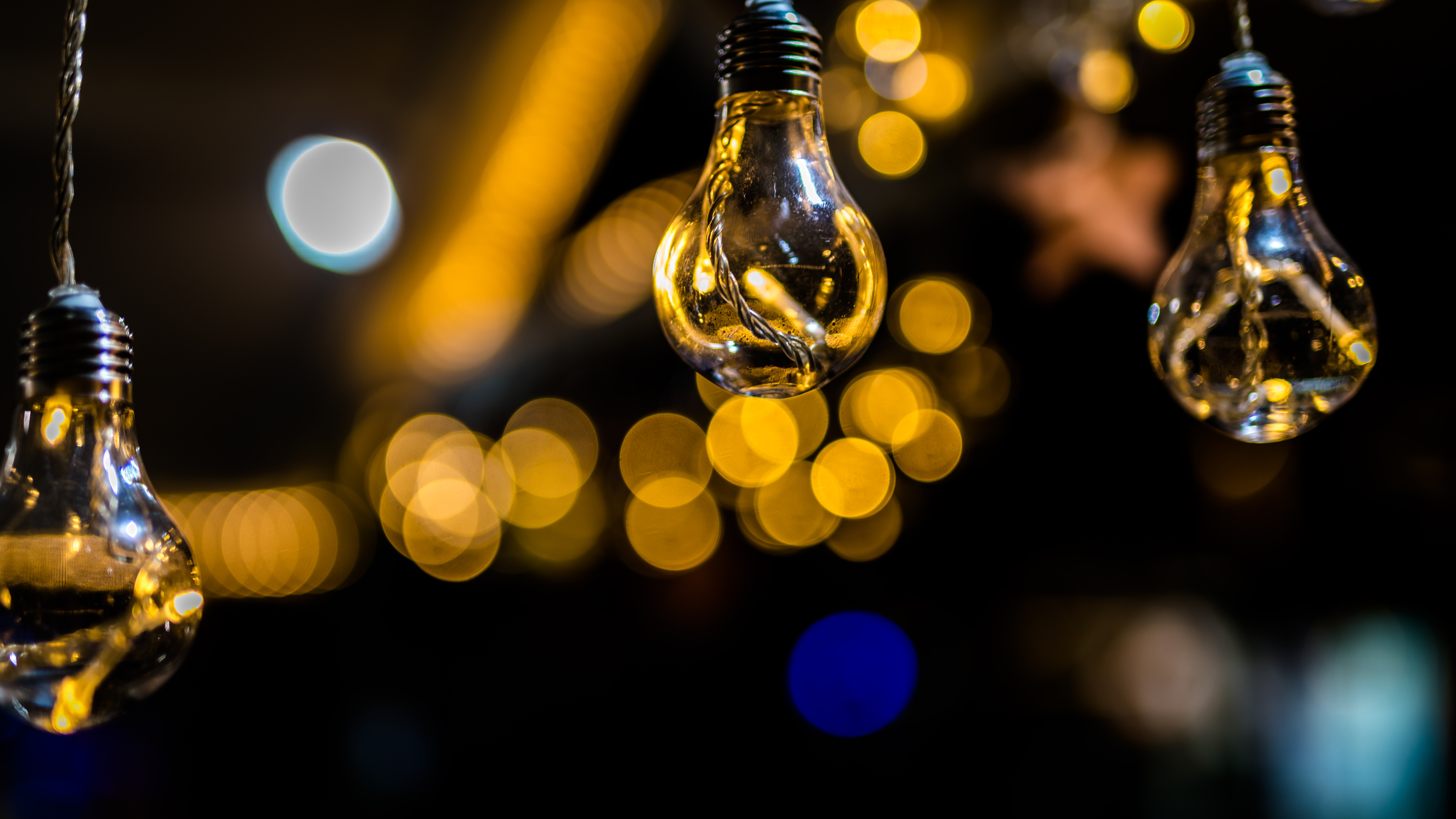 Close Up Photo Of Three Hanging Light Bulbs · Free