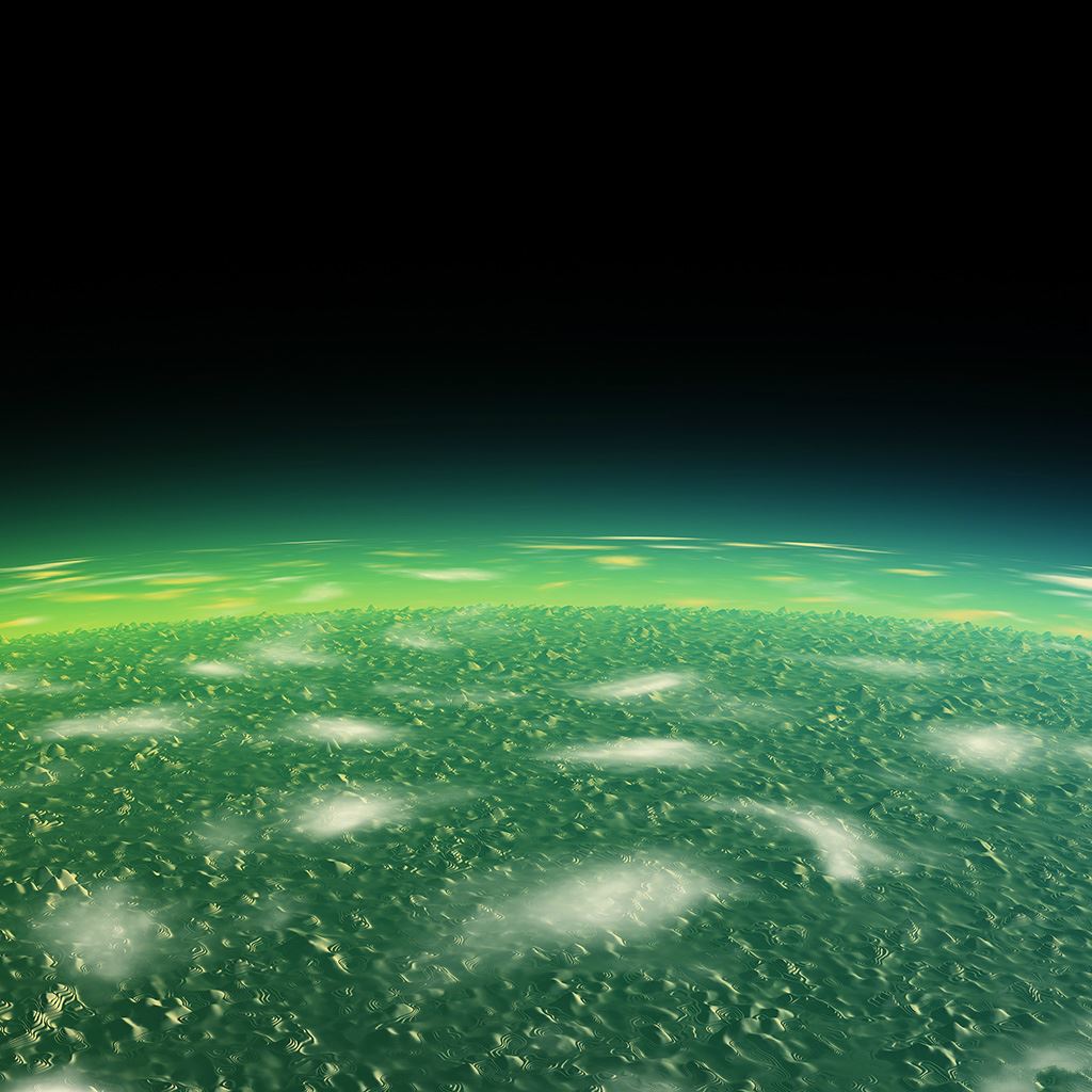 Alien Green Earth Space Planet Dark iPad Wallpaper Free Download