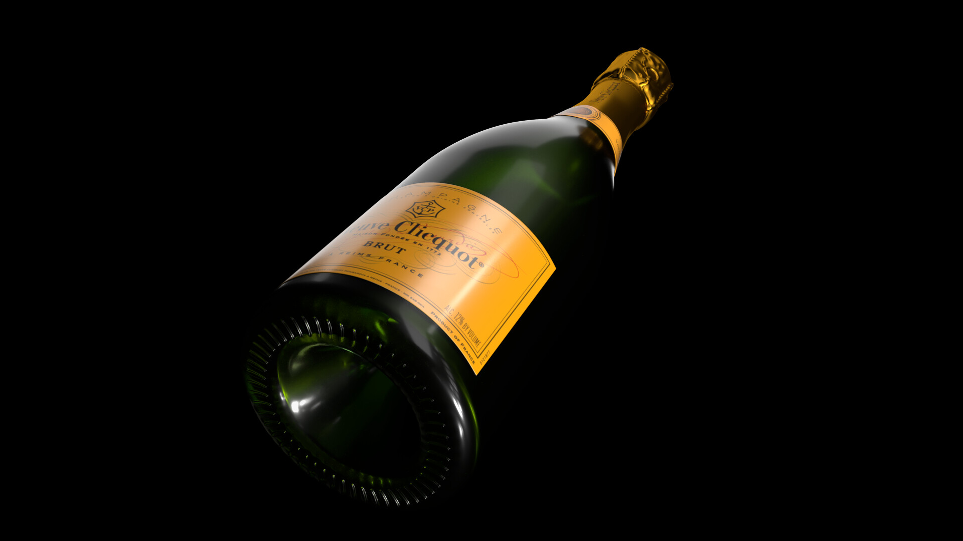 Veuve Clicquot bottle modelling and rendering