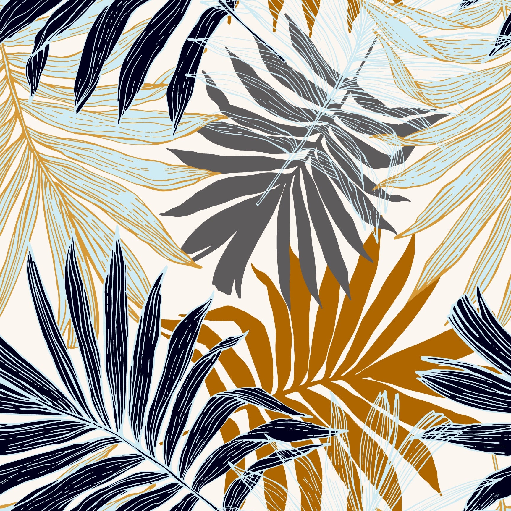Palm Tree Leaves in Silhouette Removable Wallpaper'' inch x 10'ft