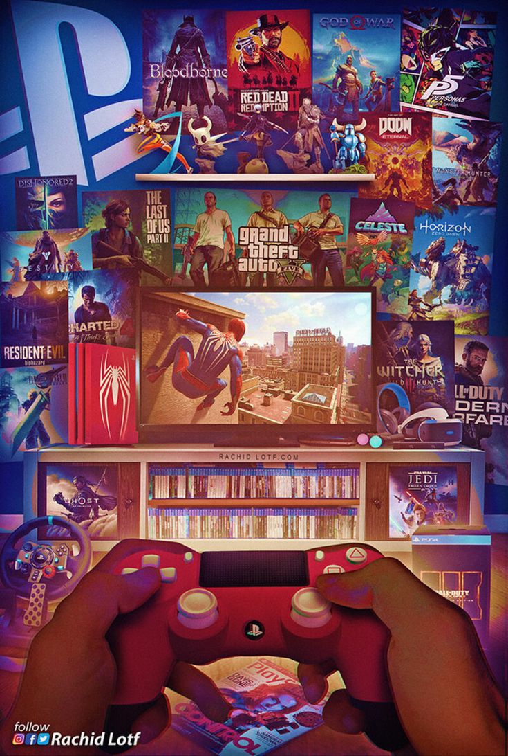 Playstation 4 Man, Rachid Lotf. Retro gaming art, Retro games wallpaper, Game wallpaper iphone