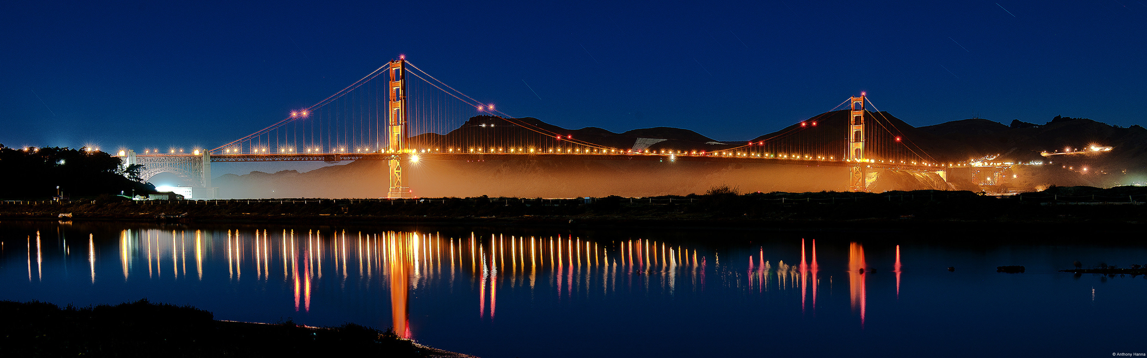 Dual monitor Golden Gate wallpaper, HD background