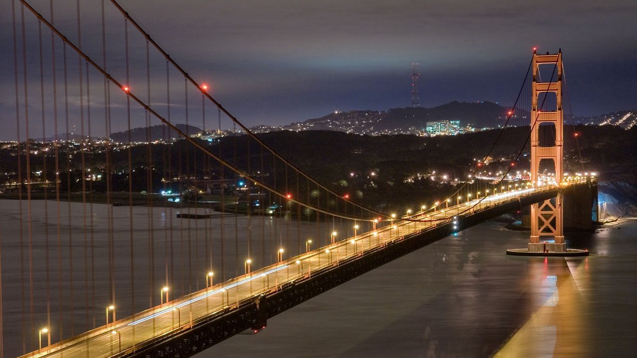 Download wallpaper 1280x720 san francisco, usa, golden gate, night hd, hdv, 720p HD background