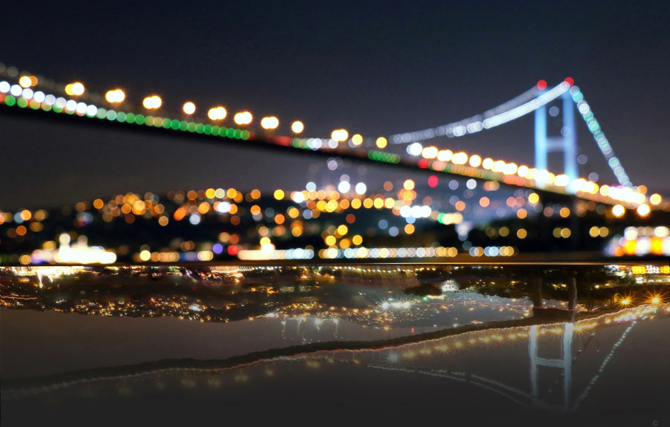 Wallpaper sea, bridge, Strait, Istanbul, Turkey, bokeh, The Bosphorus image for desktop, section город