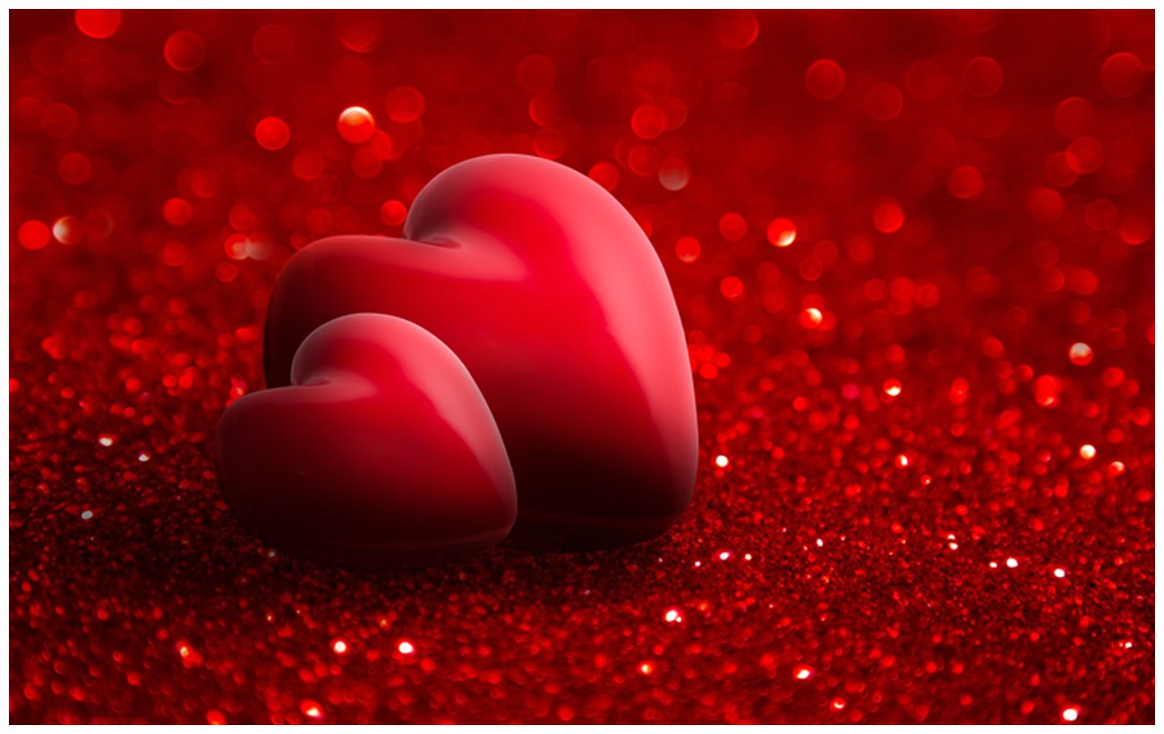 Hot Red Heart Shapes With HD Background Image