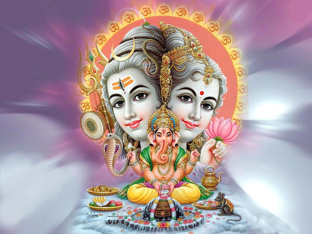 lord ganesh HD wallpaper: lord ganesh and maa parvati HD picture