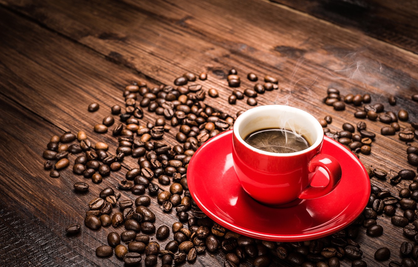 Wallpaper coffee, grain, couples, Cup, red, saucer image for desktop, section разное
