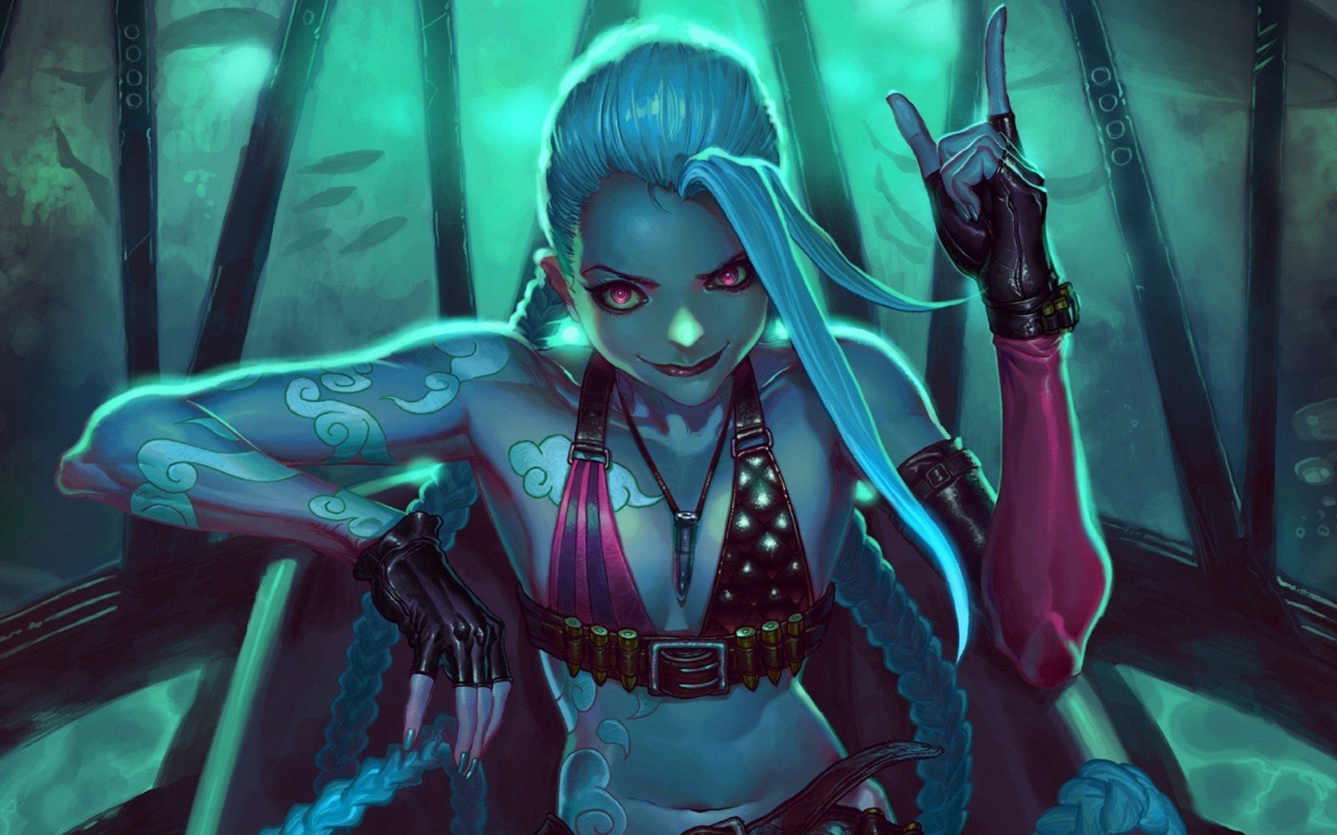 Download wallpaper Jinx, art, characters, League of Legends for desktop with resolution 1920x1200. High Quality HD picture wallpaper