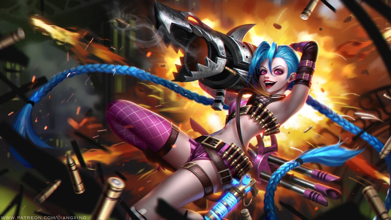 League Of Legends Champion Jinx Epithet The Loose Cannon Abilities Flame Chompers Super Mega Death Rocket, Wallpaper13.com