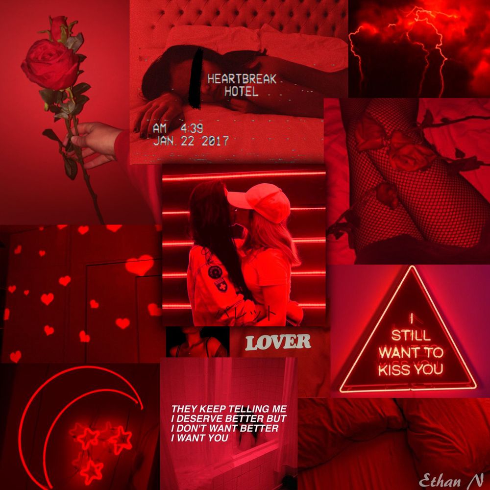 Red Love Aesthetic Collage Art Print By Ethan Nguyen Small. Aesthetic Collage, Red Aesthetic Grunge, Pretty Wallpaper