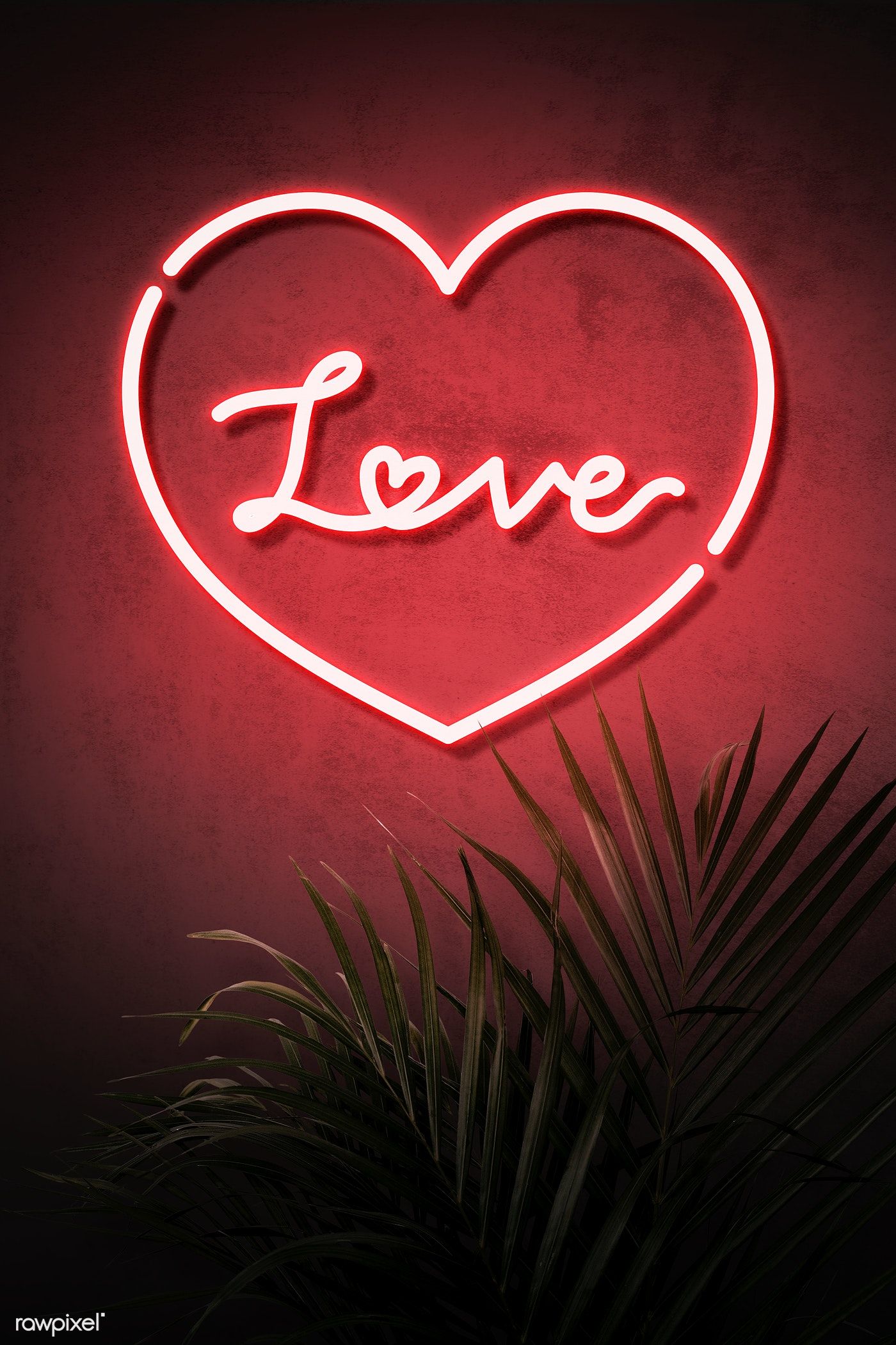 Neon red heart frame with love on a wall. premium image / nam. Love neon sign, Red walls, Neon signs