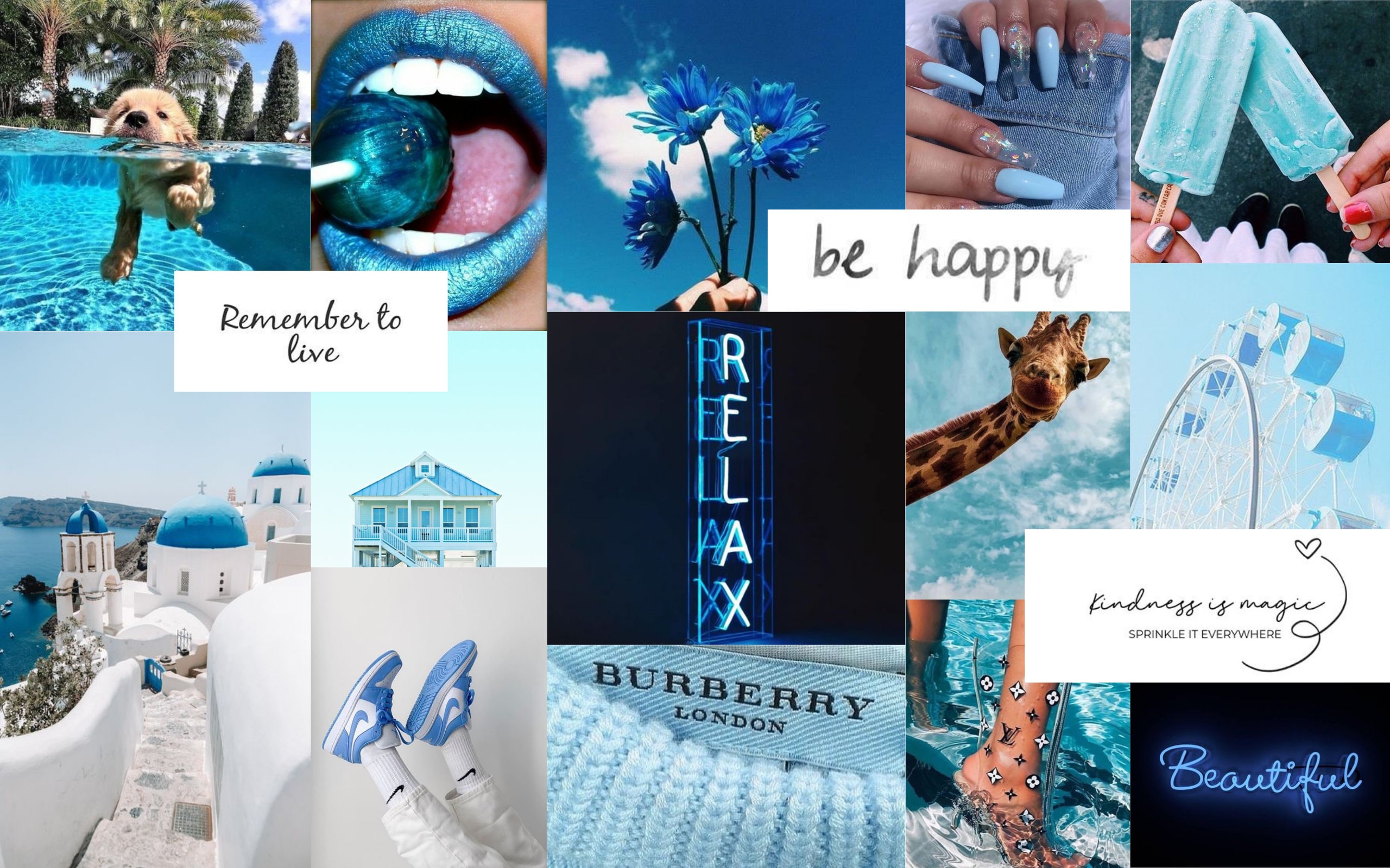 Desktop Wallpaper / Blue Aesthetic / Collage