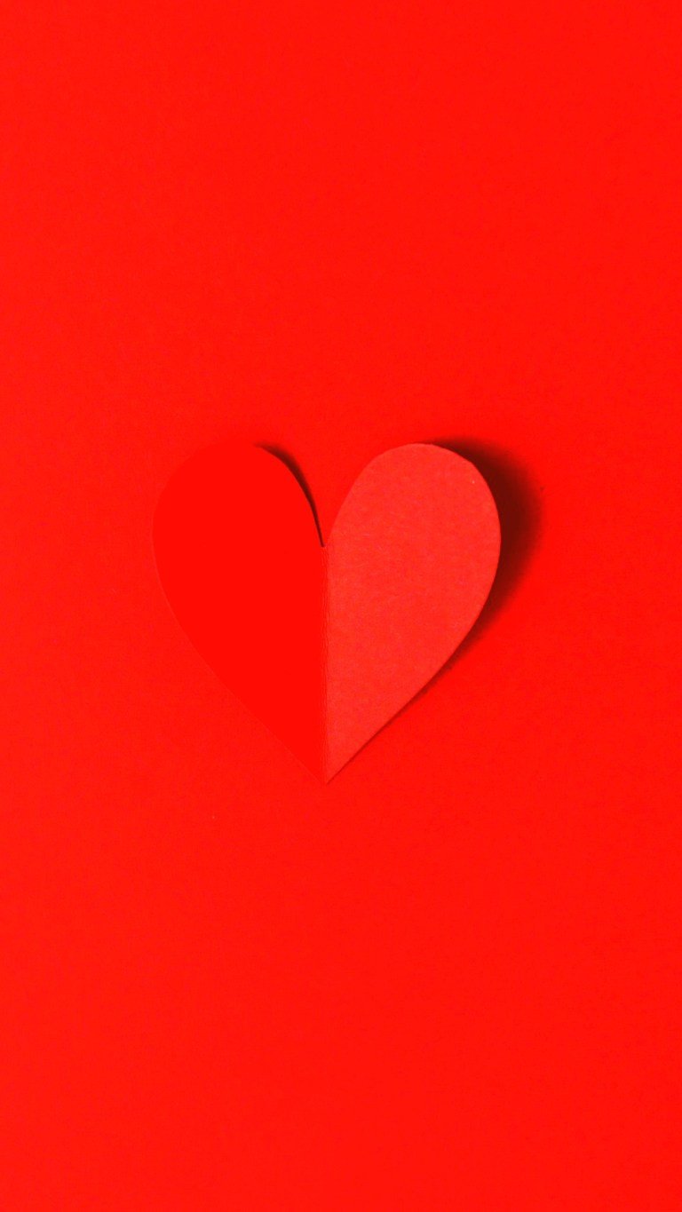 Red Paper Heart iPhone 12 Pro Max Full HD Wallpaper