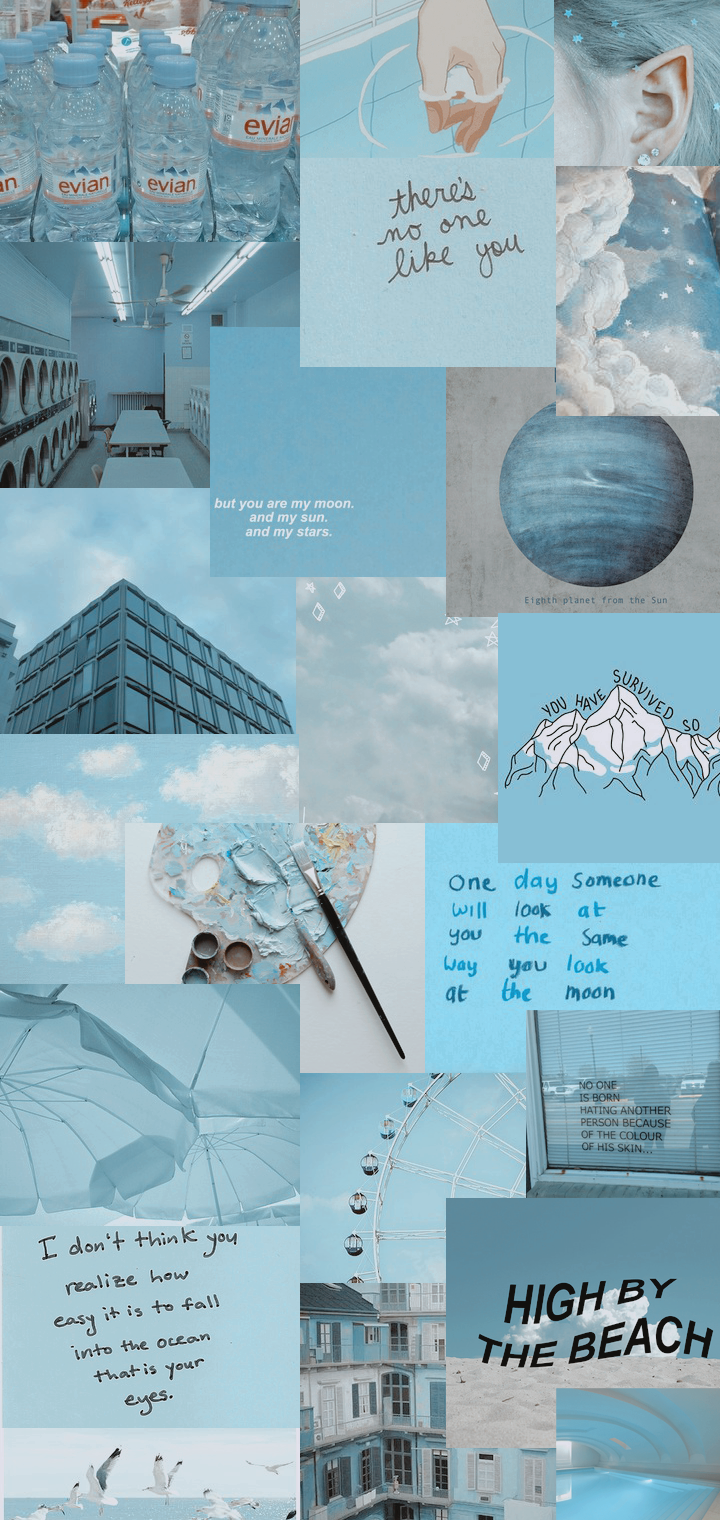 Aesthetic Baby Blue Collage Wallpapers - Wallpaper Cave