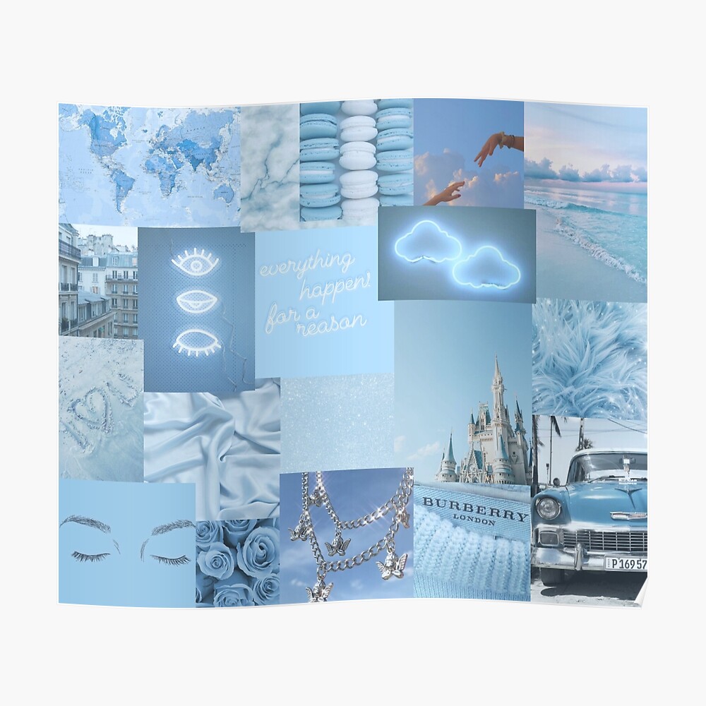 Pastel Blue Aesthetic Collage Acrylic Block