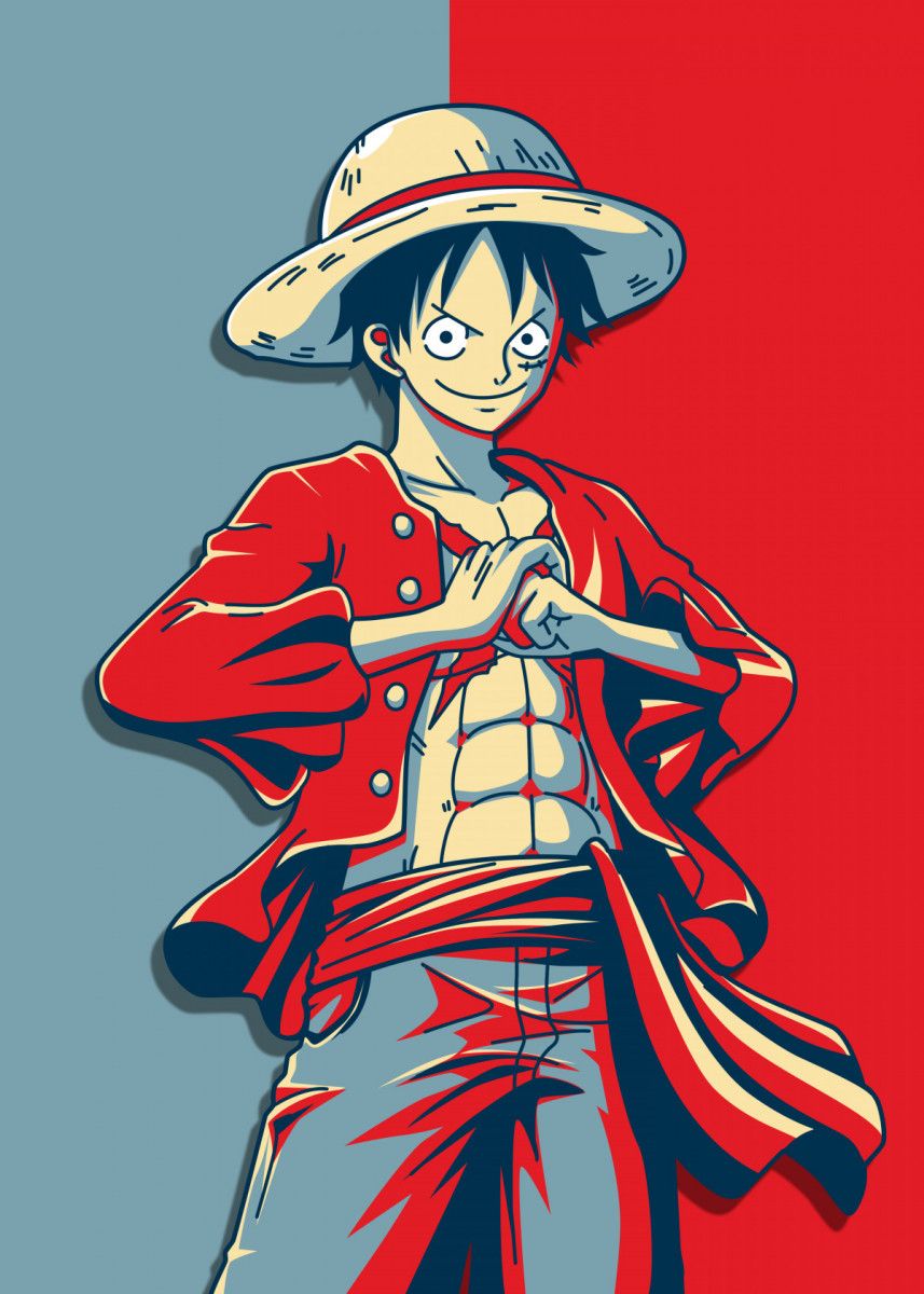 Luffy Hopestyle' Poster by Introv Art. Displate. Manga anime one piece, Luffy, Akira anime