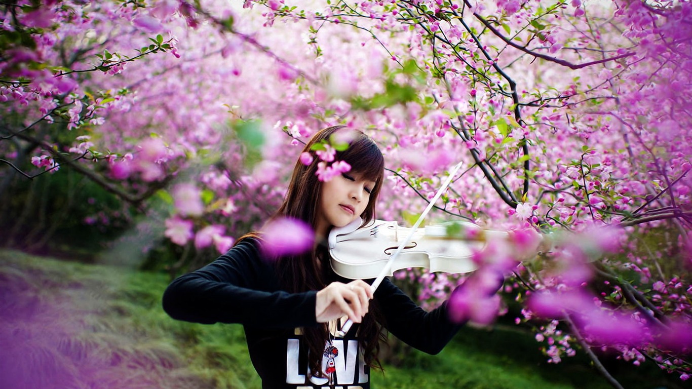 The Beauty Of The Violin Oriental Beauty Girl HD Photo Wallpaper