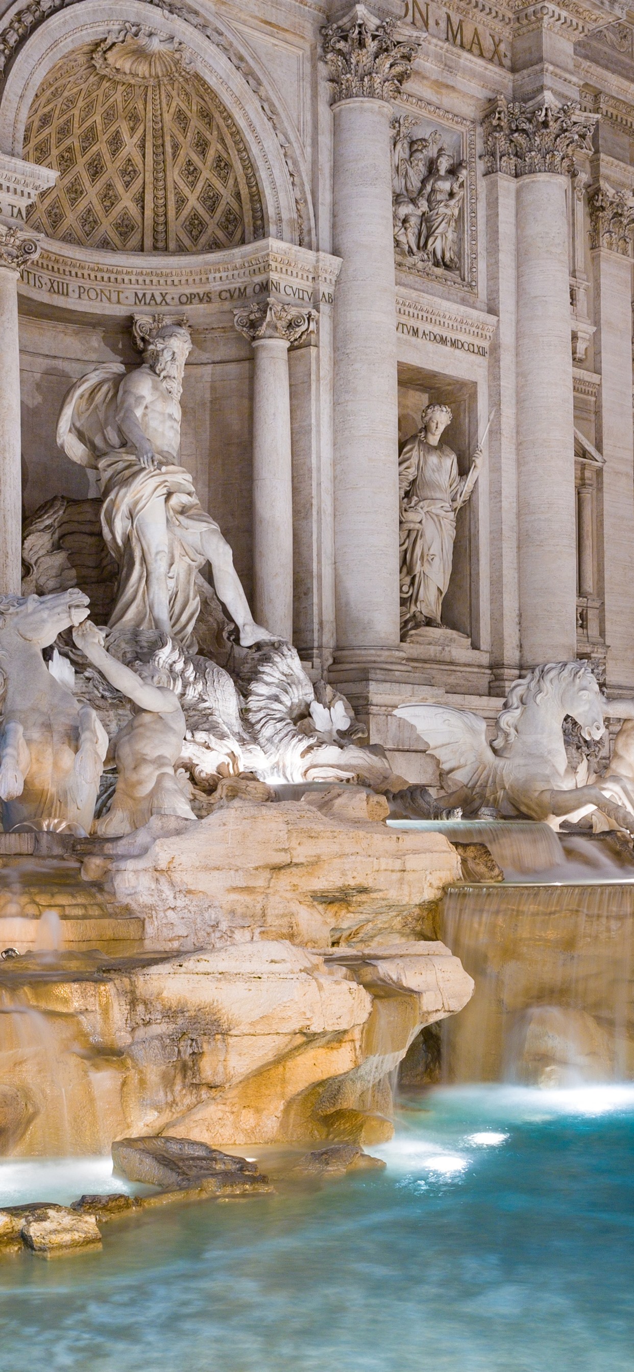 Rome, Fountain, Water, Statue, Night, Italy 1242x2688 IPhone 11 Pro XS Max Wallpaper, Background, Picture, Image