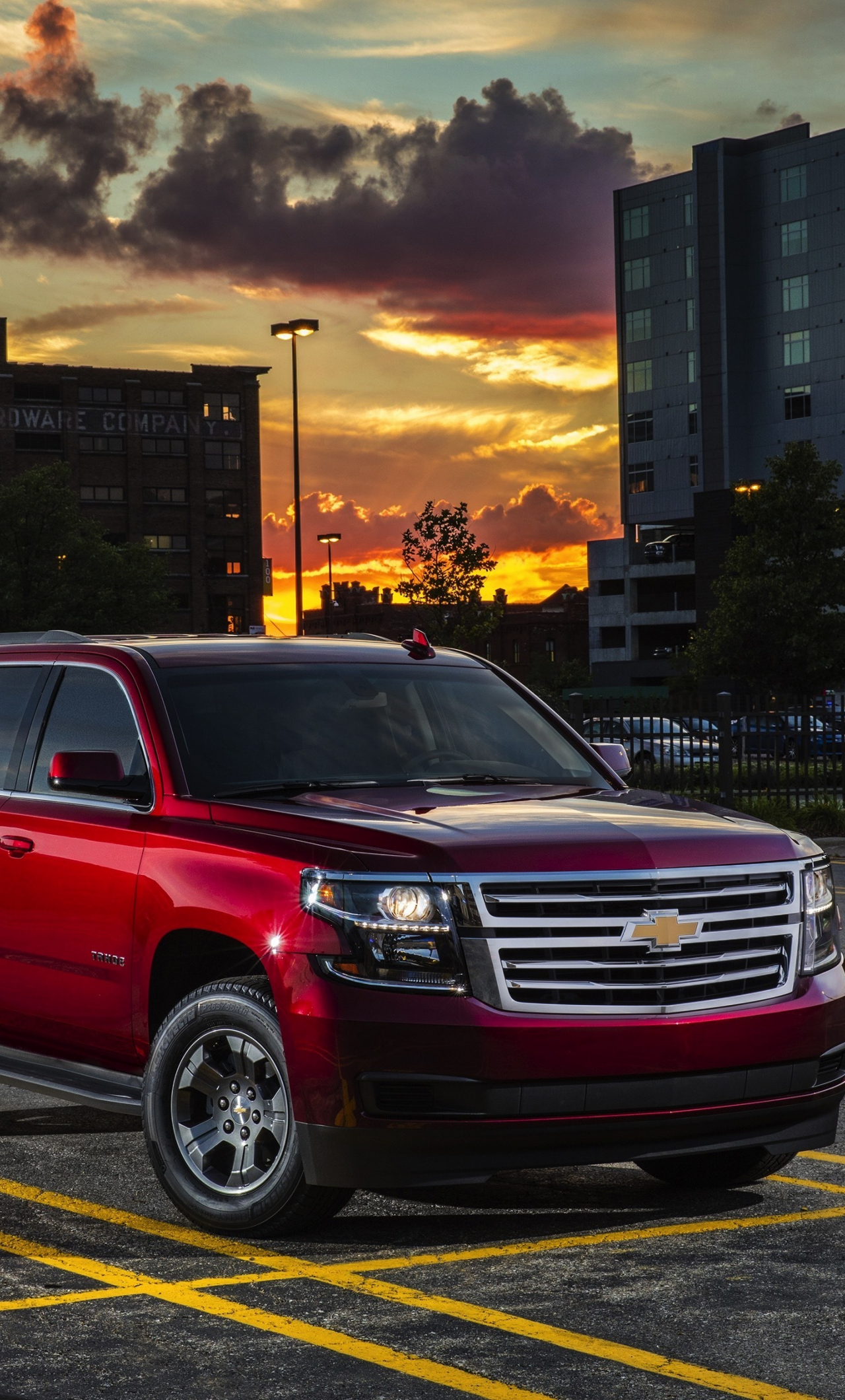 Download red, suv, chevrolet tahoe, front 1280x2120 wallpaper, iphone 6 plus, 1280x2120 HD image, background, 2788