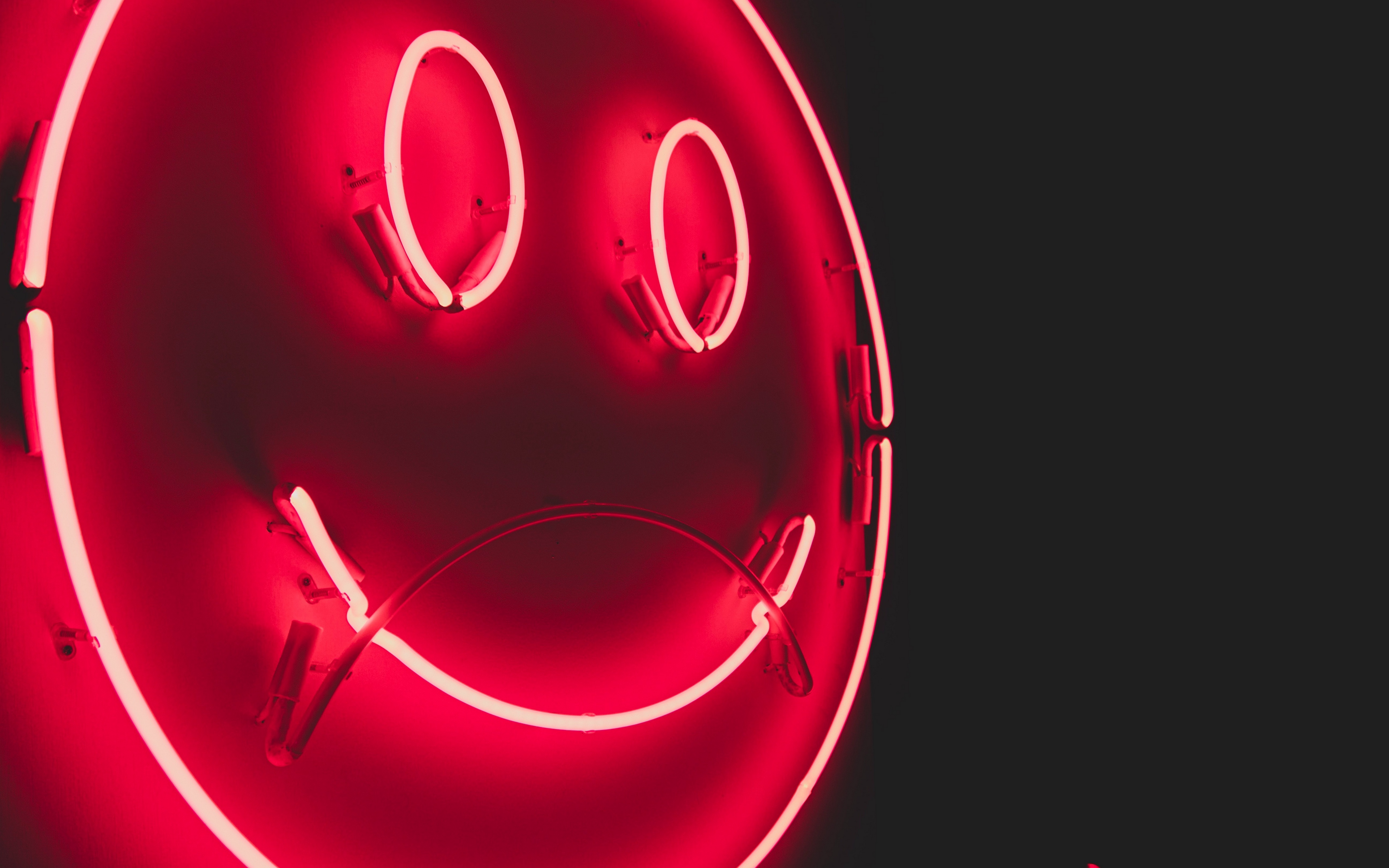 Wallpaper Smile, Smiley, Neon, Glow, Red
