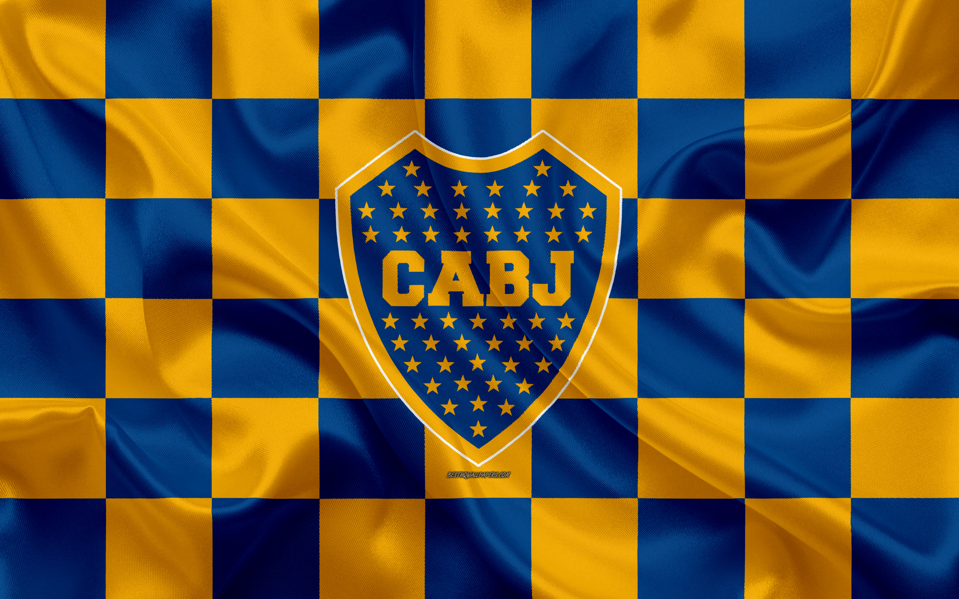 Boca Juniors, 4k, Logo, Creative Art, Blue Yellow Checkered Wallpaper & Background Download