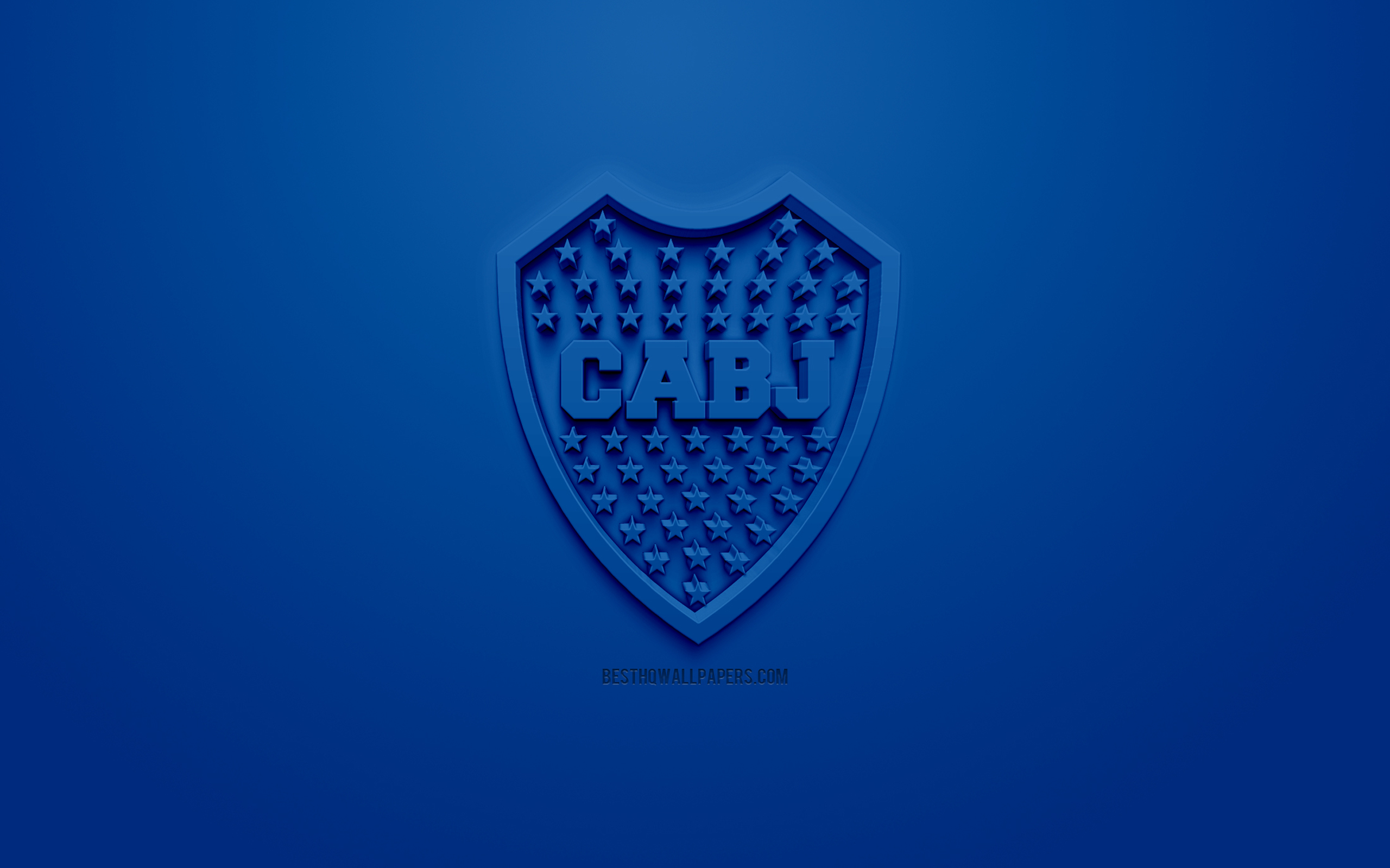 Download wallpaper Boca Juniors, creative 3D logo, blue background, 3D emblem, Argentinean football club, Superliga Argentina, Buenos Aires, Argentina, 3D art, Primera Division, football, First Division, stylish 3D logo for desktop with