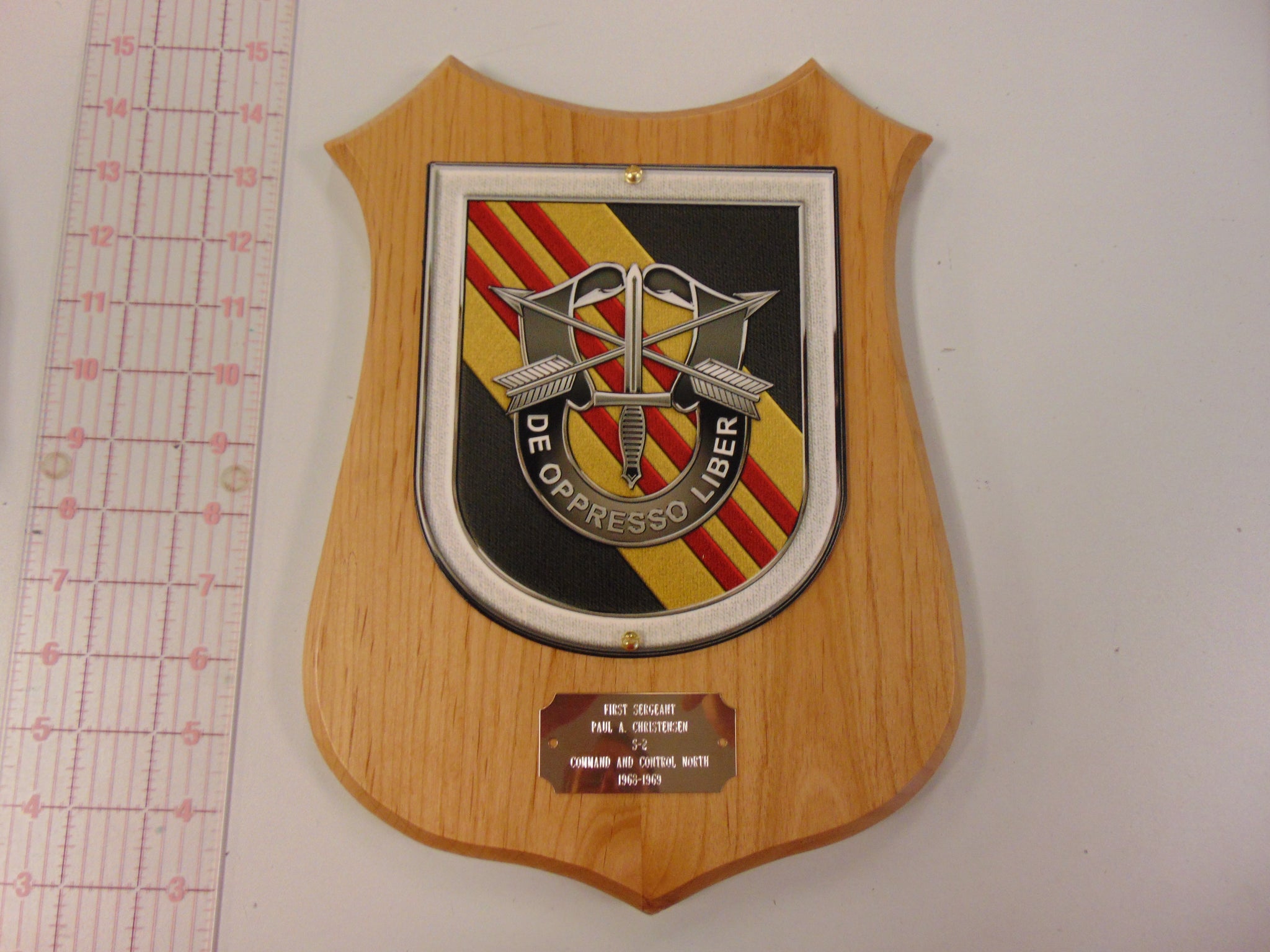 5th Special Forces Group Flash (Vietnam and Present) Wooded Plaque wit
