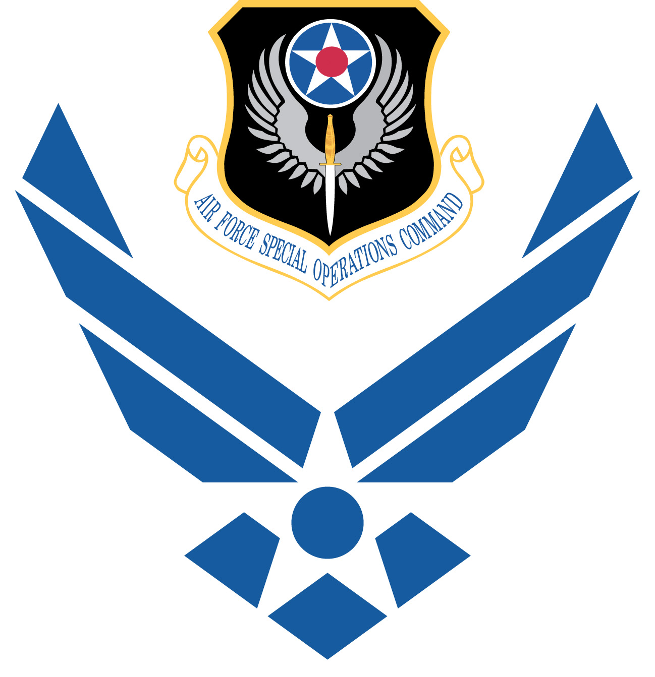 Air Force symbol with cradled AFSOC shield