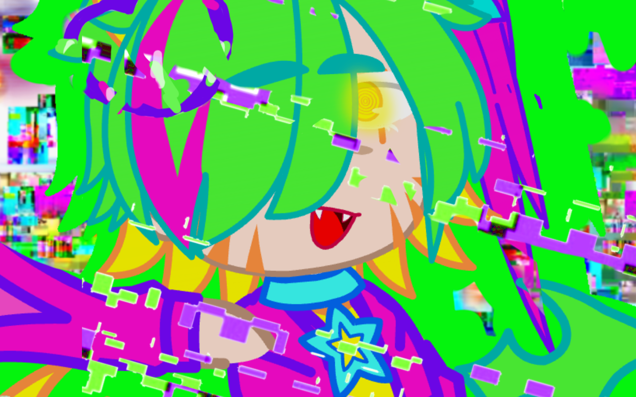 A glitch core pfp thingy I made(TW; bright colours) (credit if use aswell lol)