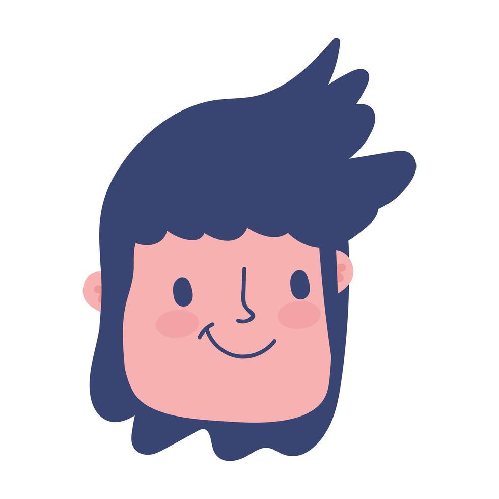 young boy face cartoon character isolated icon white background