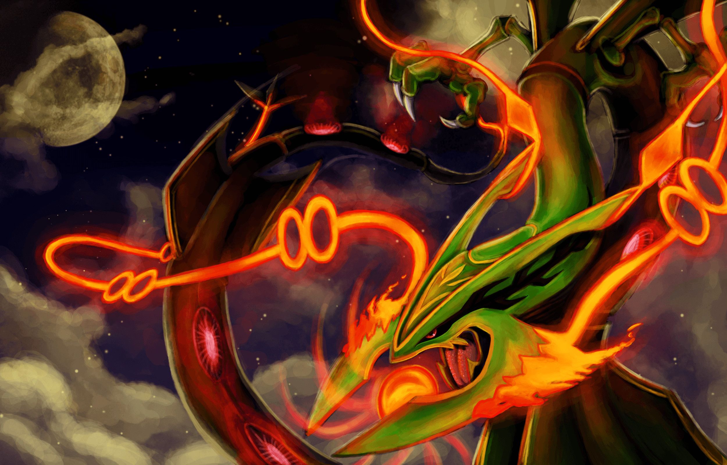 rayquaza and mega rayquaza (pokemon) drawn by tapwing