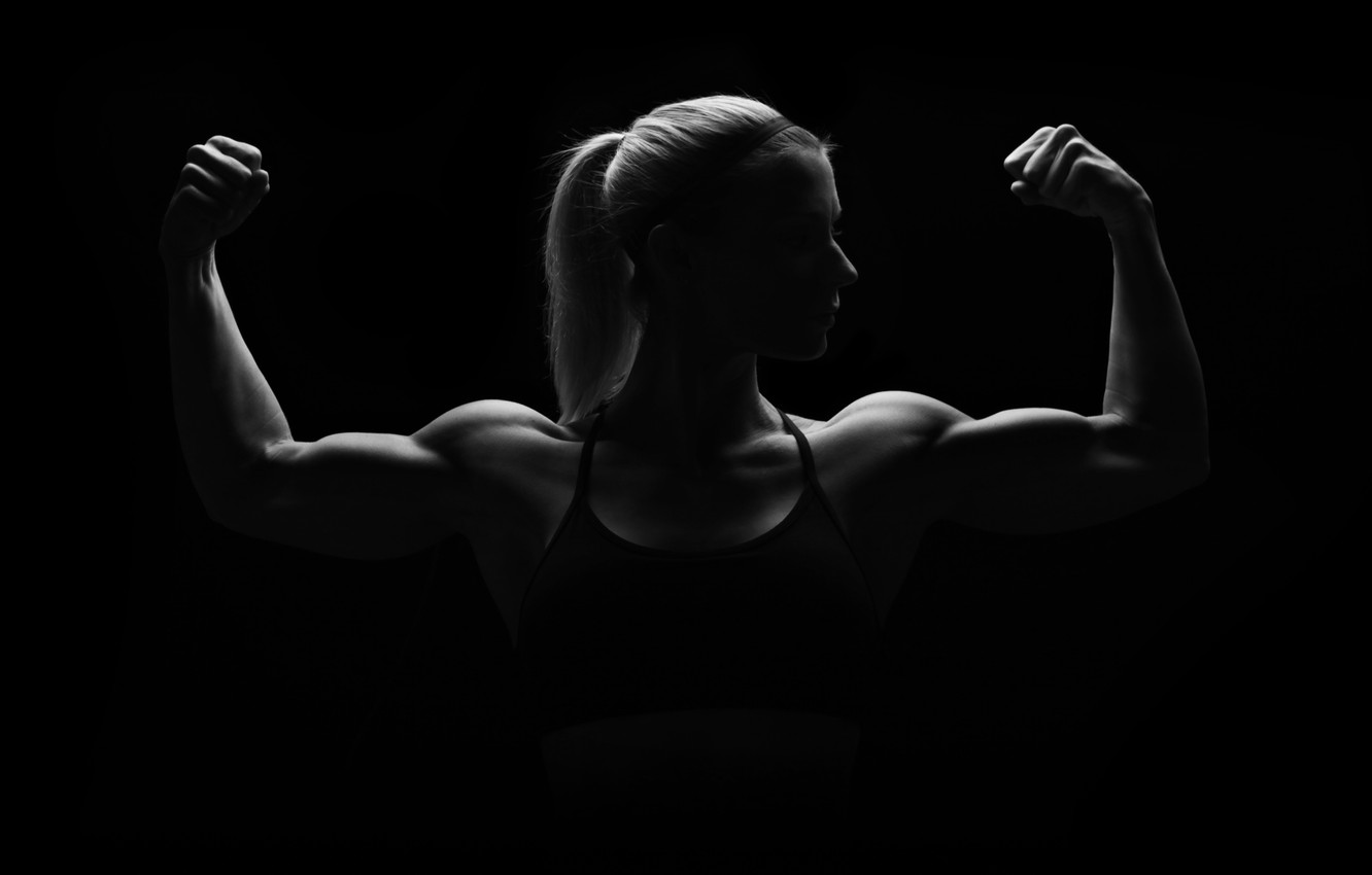 Wallpaper woman, muscles, pose, silhouette image for desktop, section минимализм