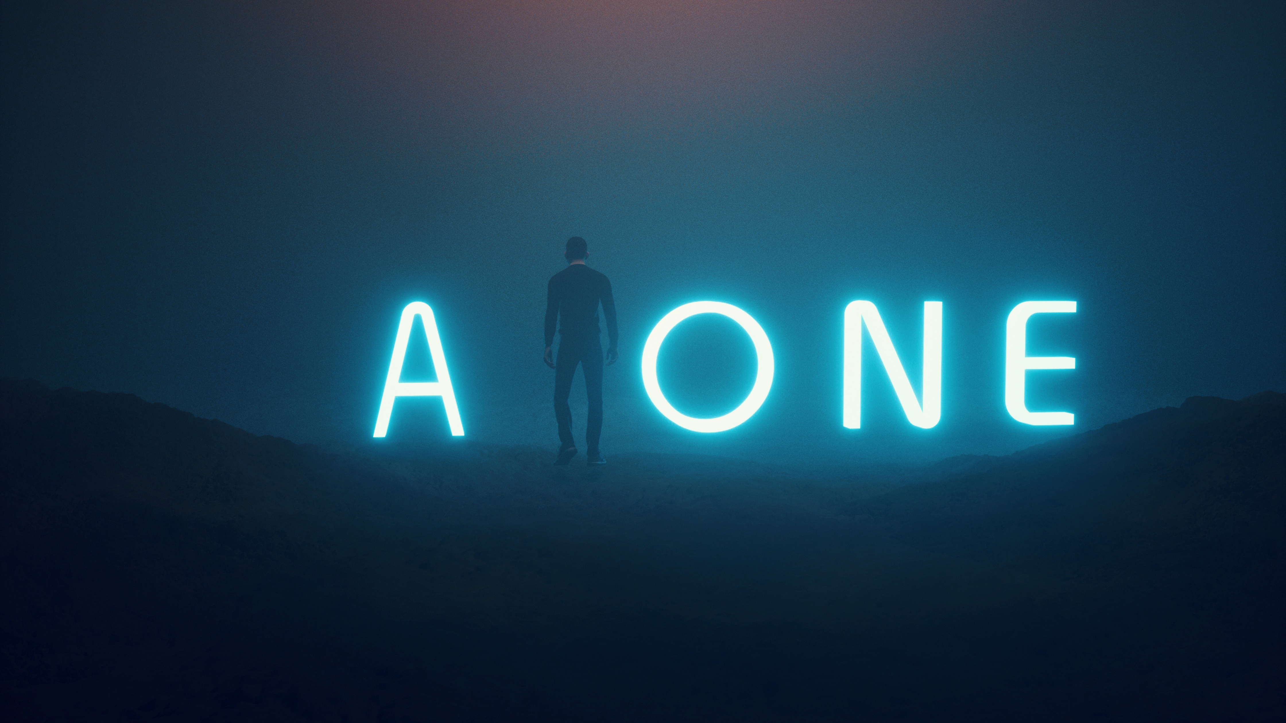Alone Wallpaper 4K, Neon, Neon typography, Dark, Night, Fantasy