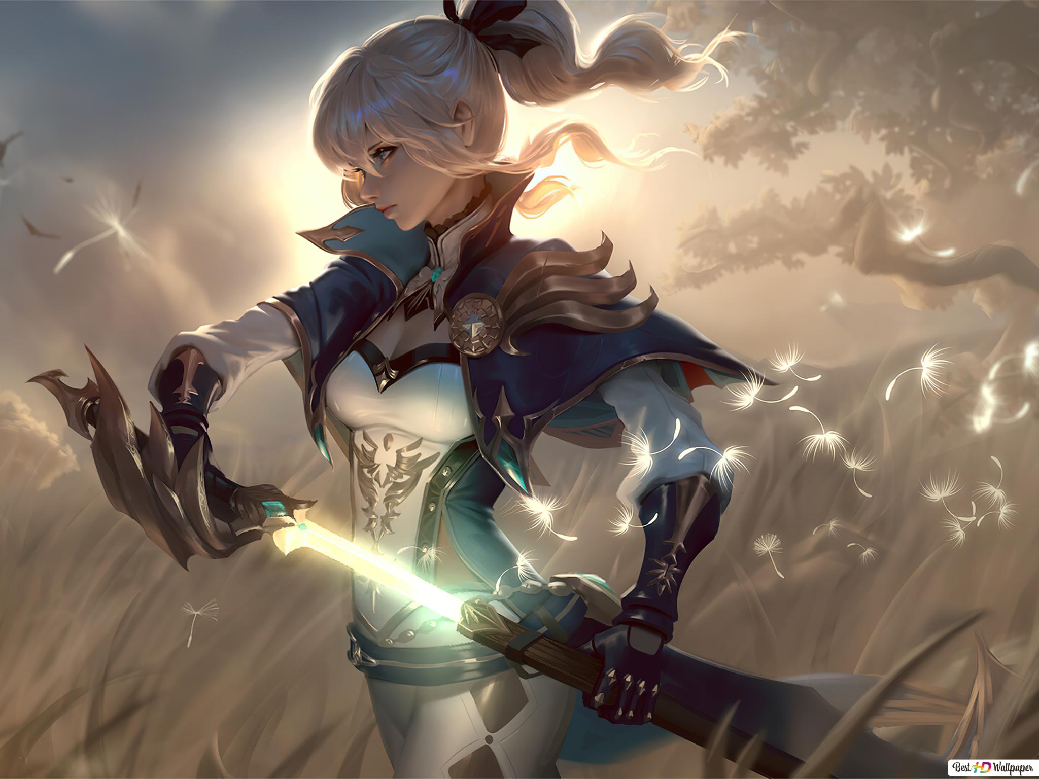 Warrior Girl Using Light Sword HD wallpaper download
