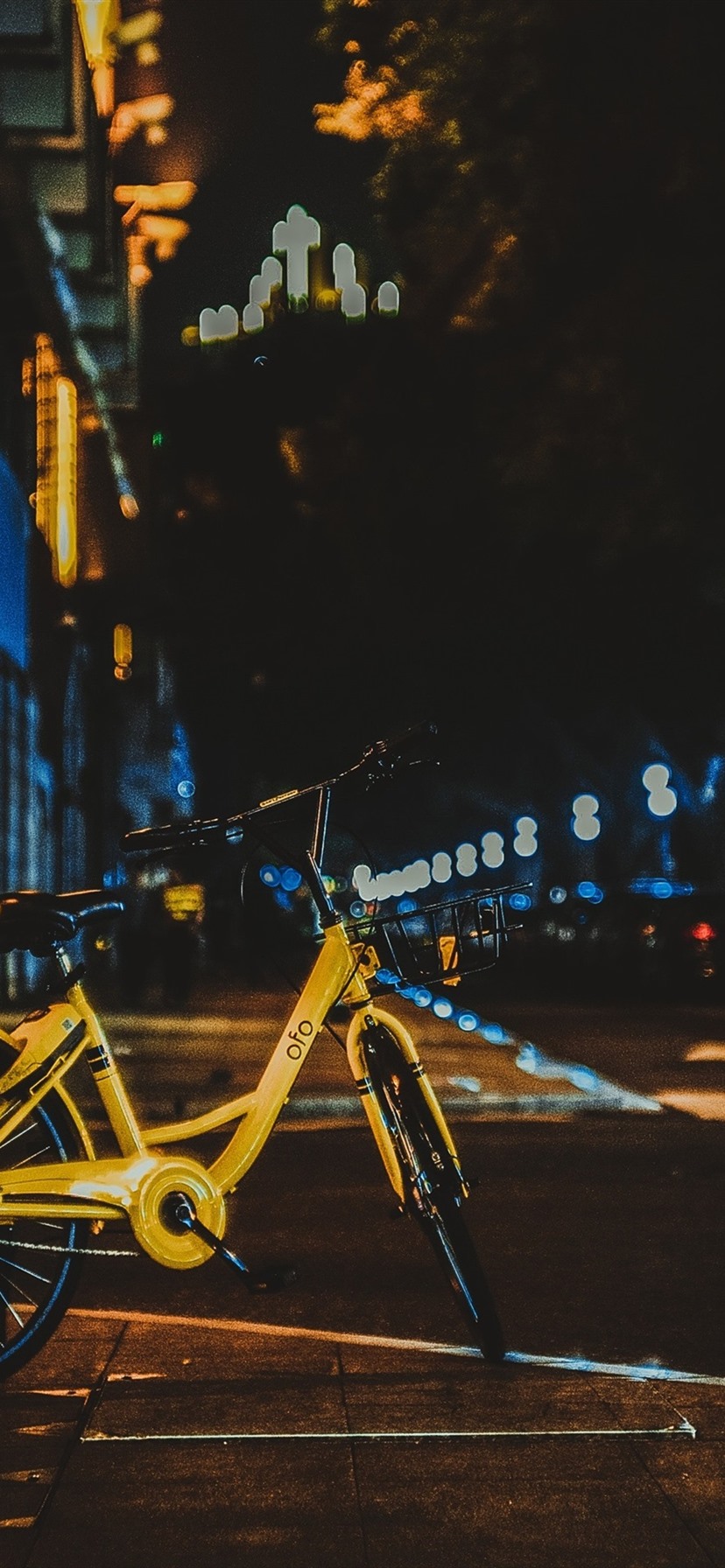 Yellow Bicycle, City Night, Street 1080x1920 IPhone 8 7 6 6S Plus Wallpaper, Background, Picture, Image