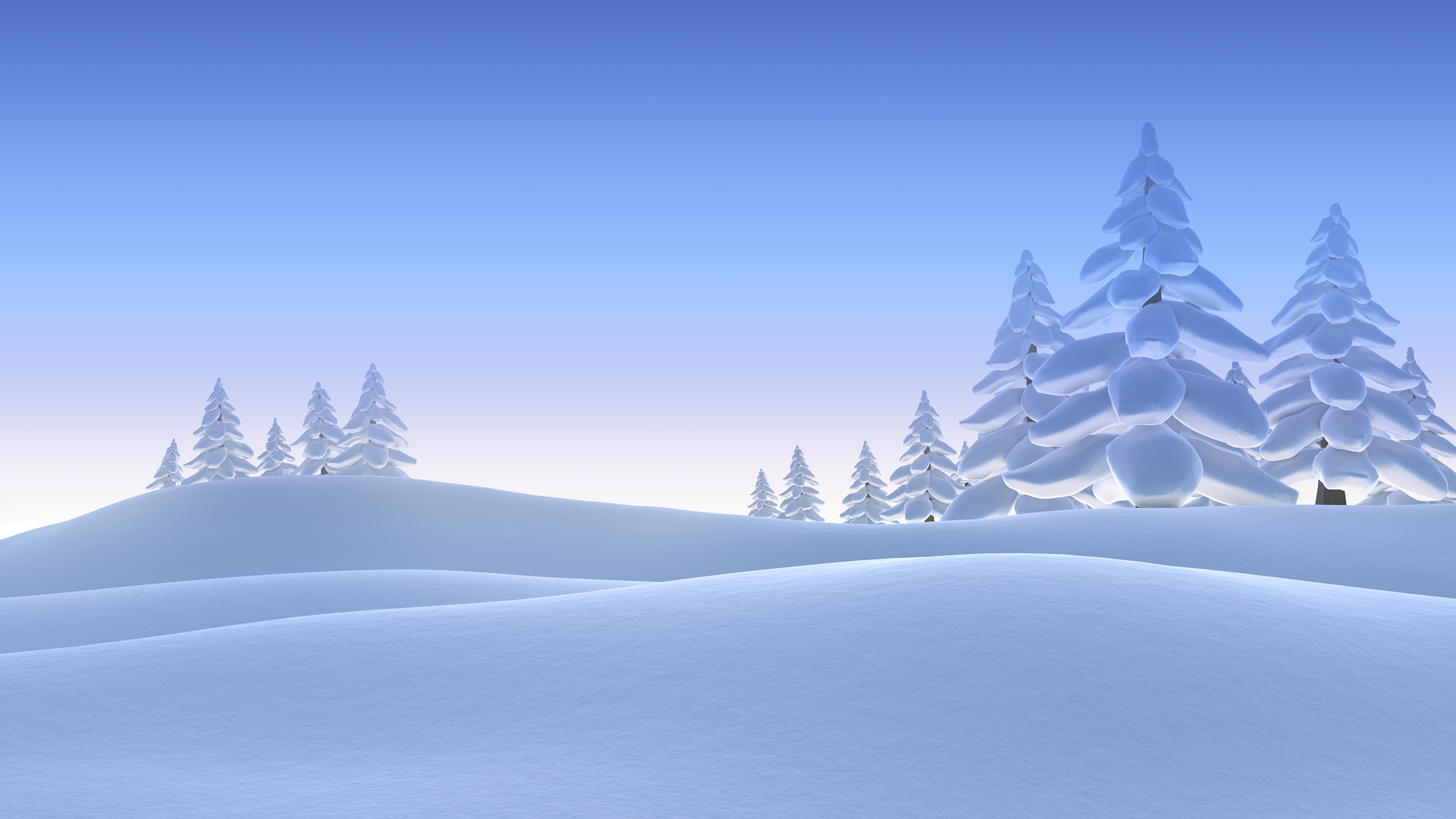 Image Winter Spruce Nature 3D Graphics Snow 3840x2160