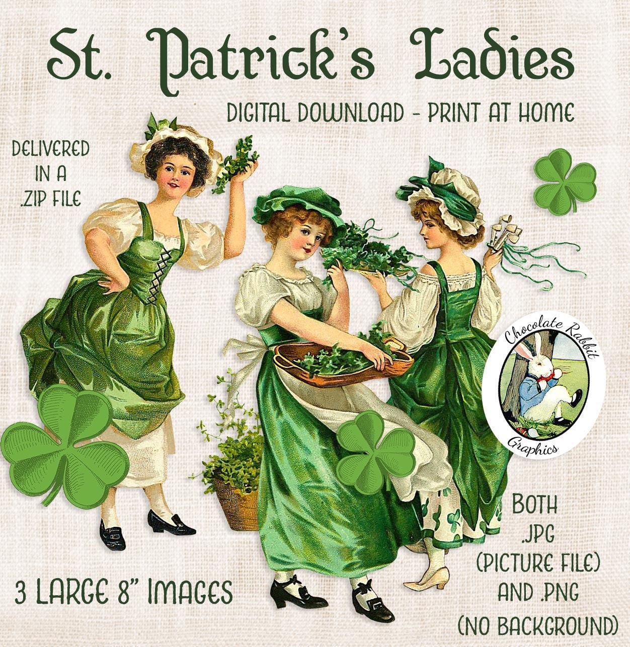 Vintage St. Patricks Day Clip Art Digital Scrapbooking St