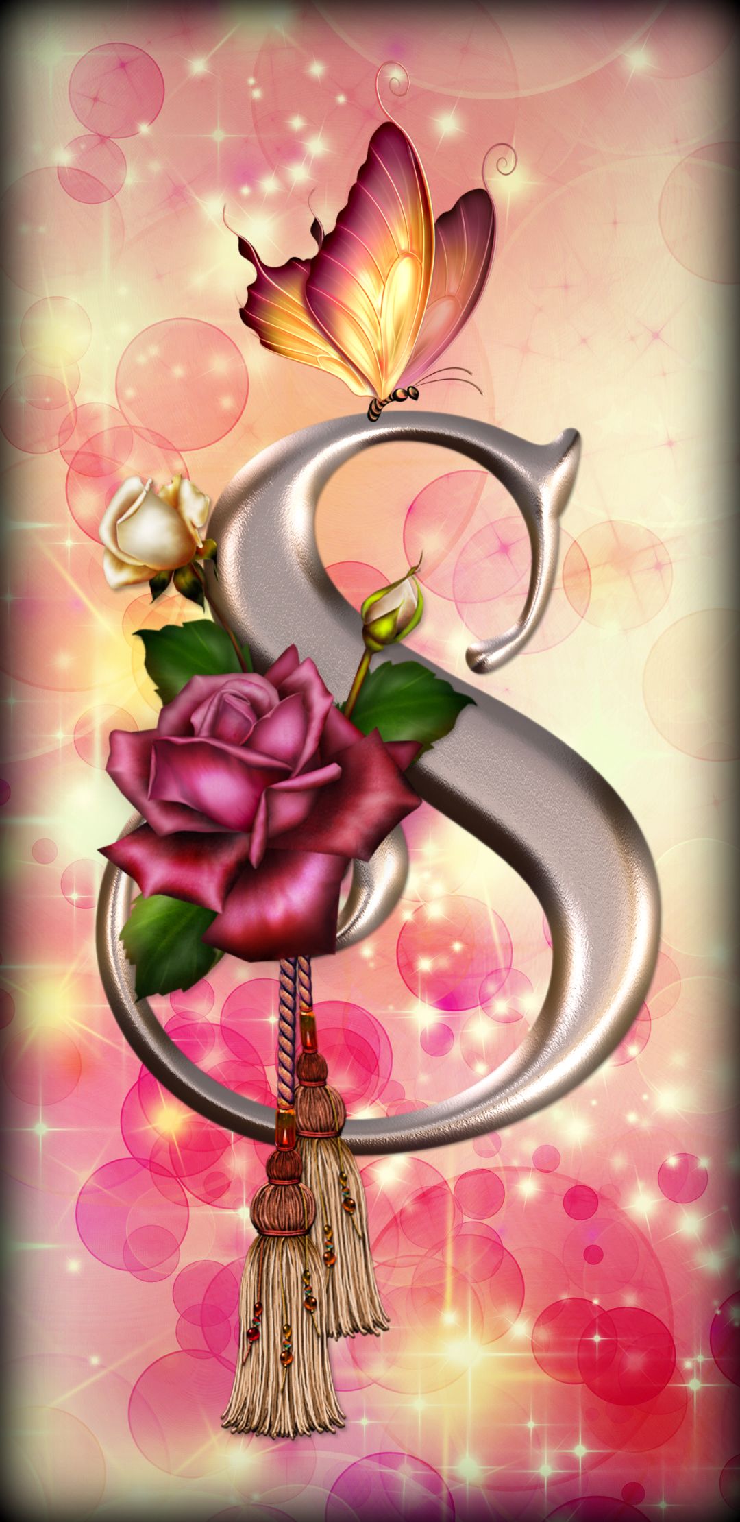 Flower Letter S. Fairy wallpaper, Butterfly wallpaper background, Flowery wallpaper