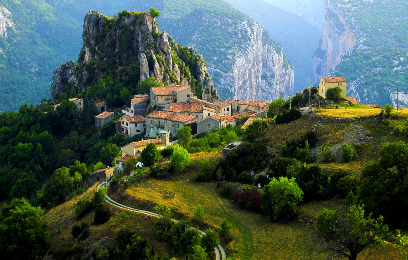 Wallpaper mountains, France, home, village, Alps, town image for desktop, section город