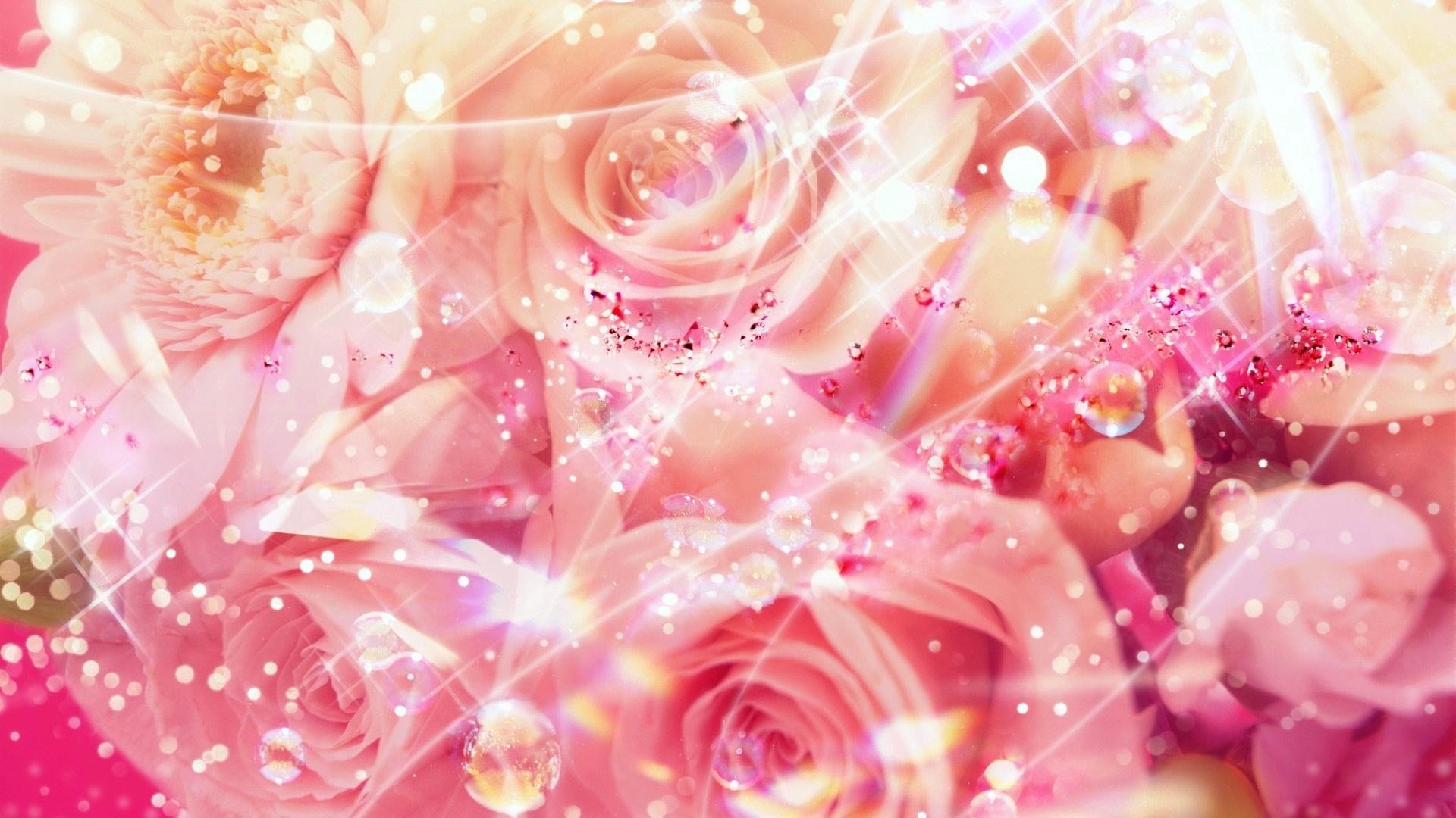 Wallpaper roses, flowers, drops, patches, fairy tale, magic